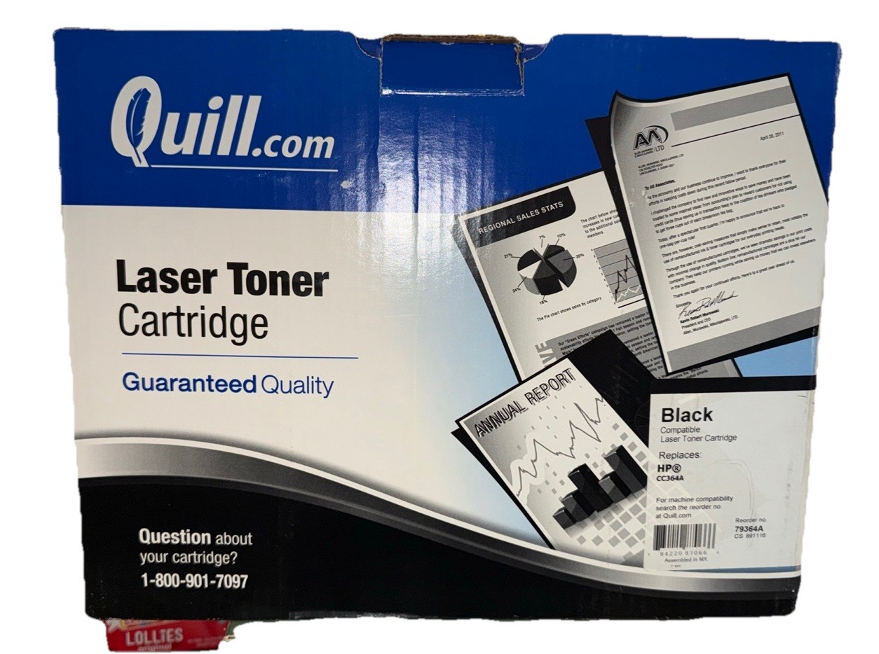 Laser toner cartridge black replaces HPCC364A Quill.com