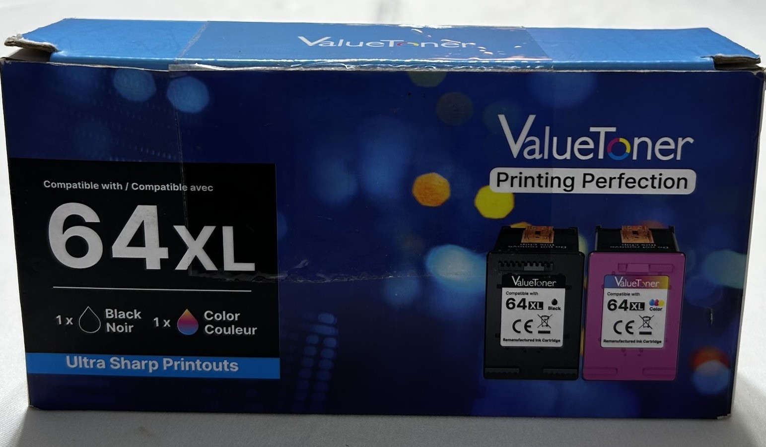 64XL Valuetoner Ink Cartridge Combo Pack 1 Black & 1 Tri-color Cartridge HP Envy