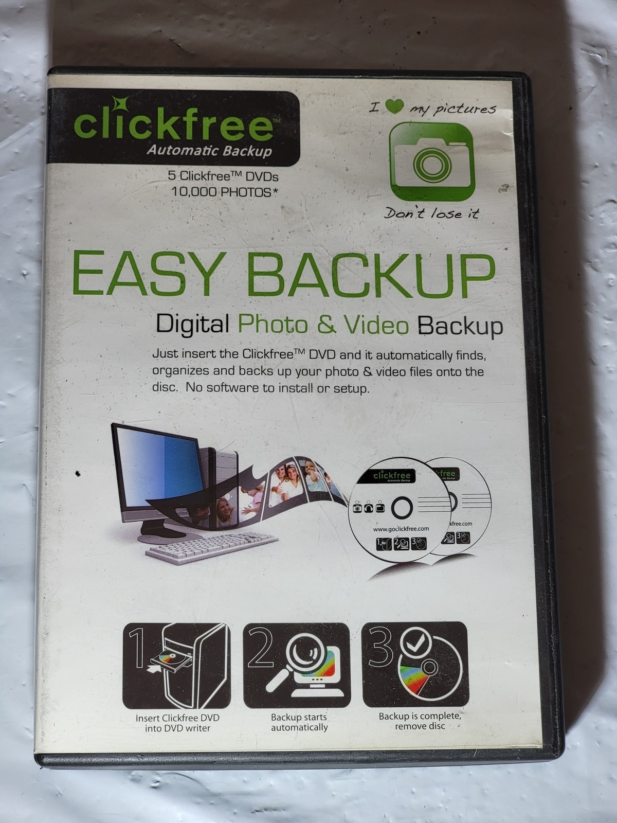Clickfree Easy Backup Digital Photo & Video Backup 5 DVD Set New