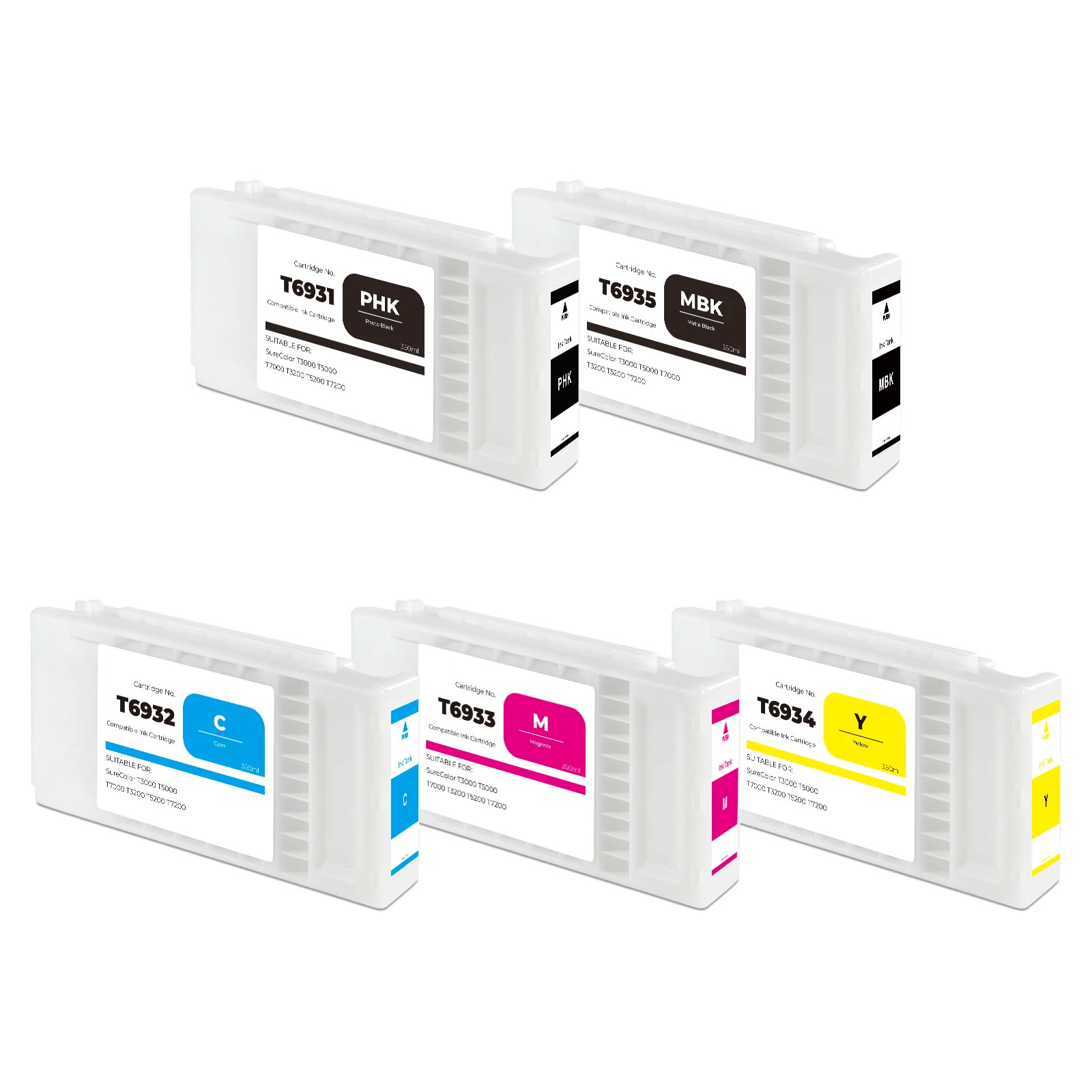 5*350ml T6931-T6935 Compatible Ink Cartridge for Epson SC T3000/5000/7000/3200--