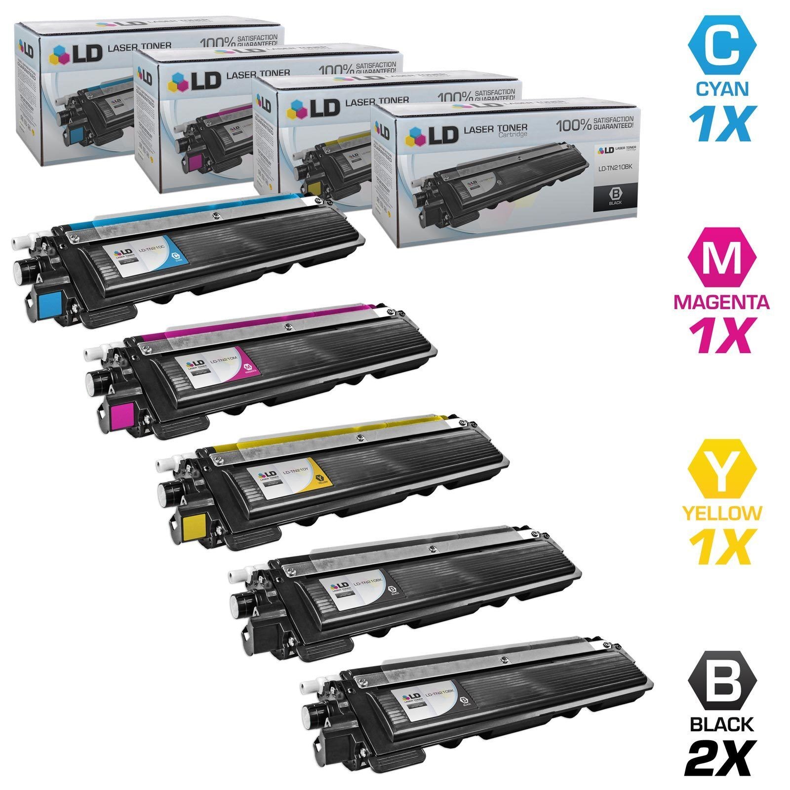 LD 5pk for Brother TN210 Black & Color Cartridge Set TN-210 TN 210 MFC-9320CN