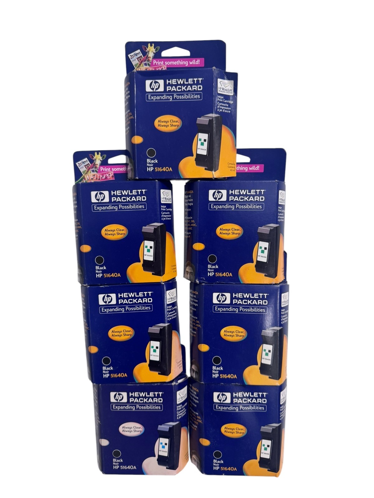 Lot of 6 Genuine HP 40 Black Ink Cartridges 51640A OEM Vintage Sealed