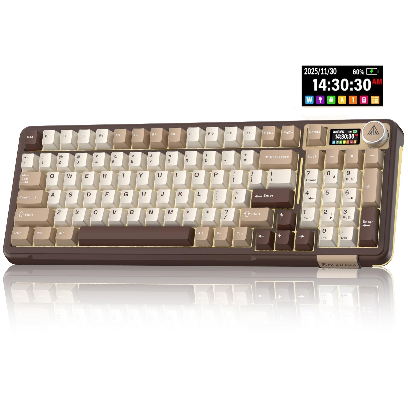 SOLAKAKA A99 Pro Mechanical Keyboard with LCD Screen & Metal Knob, Wireless G...