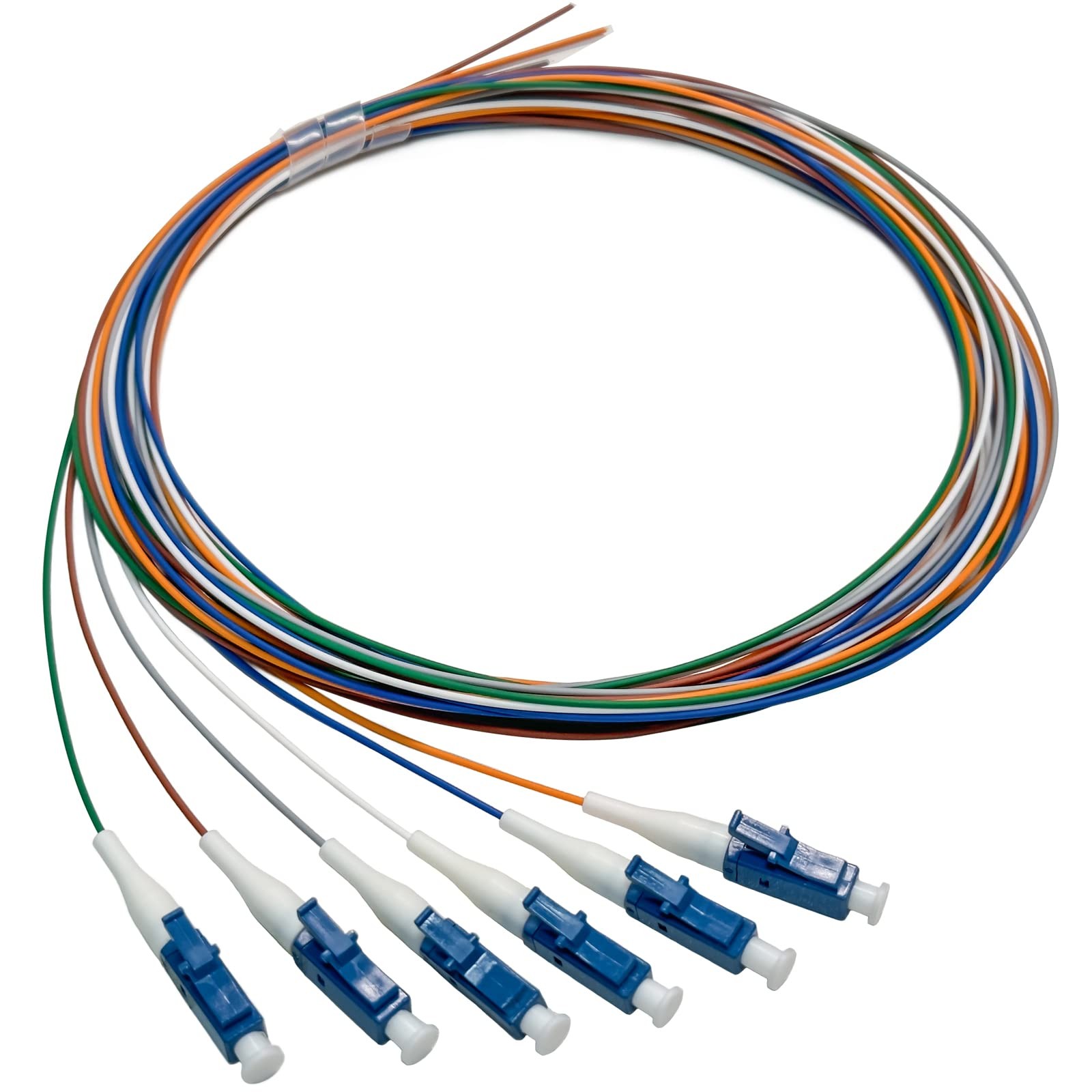 1 PCS 6 Strand Singlemode 9/125 LCUPC Fiber Optic Pigtail 1.5 Meters