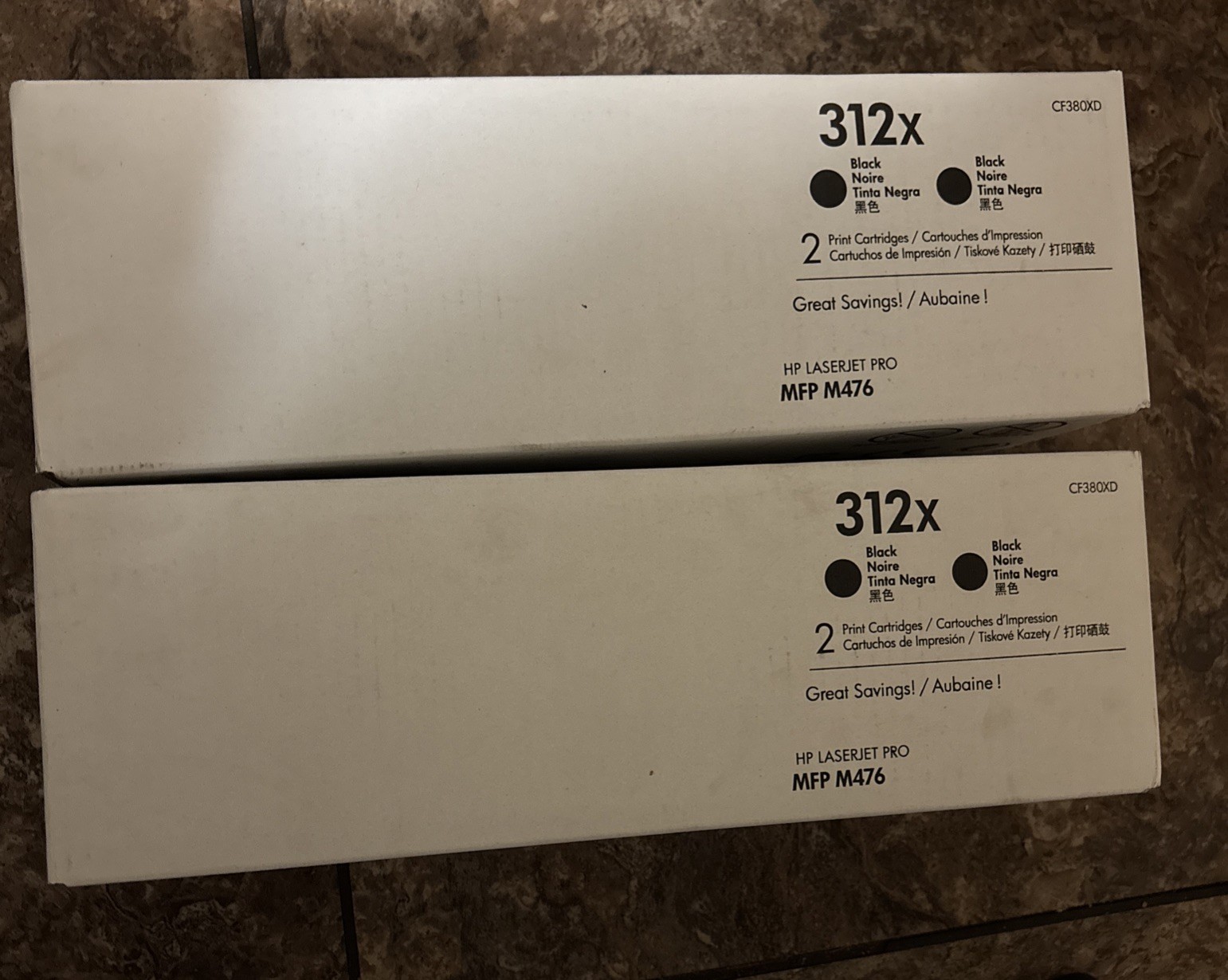 HP 312X Black Toner Cartridge CF380X - High Yield - NIB- Dual Pack