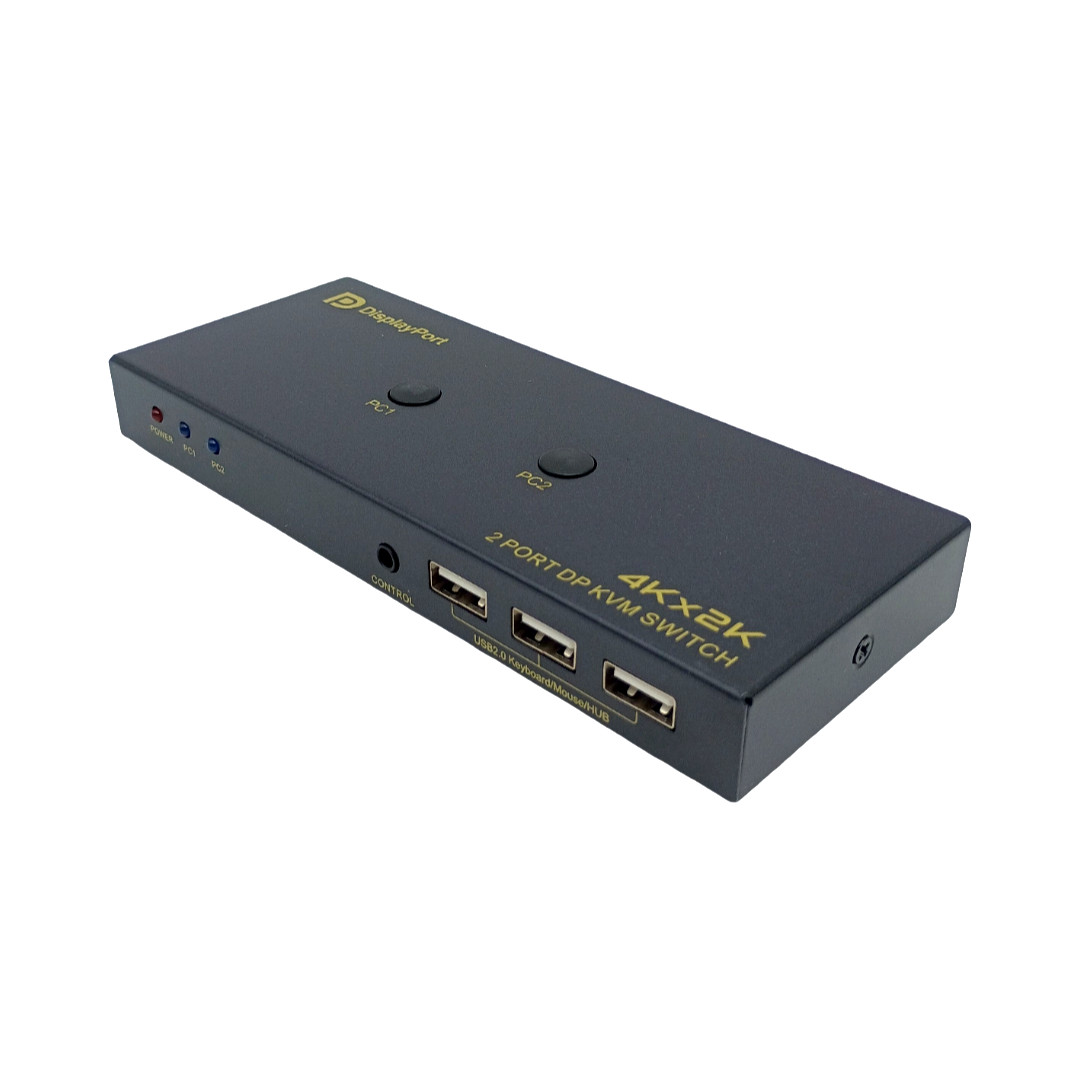 2 Port DisplayPort KVM Switch 4Kx2K DP USB 2.0 2 PC 1 Monitor w/Cables