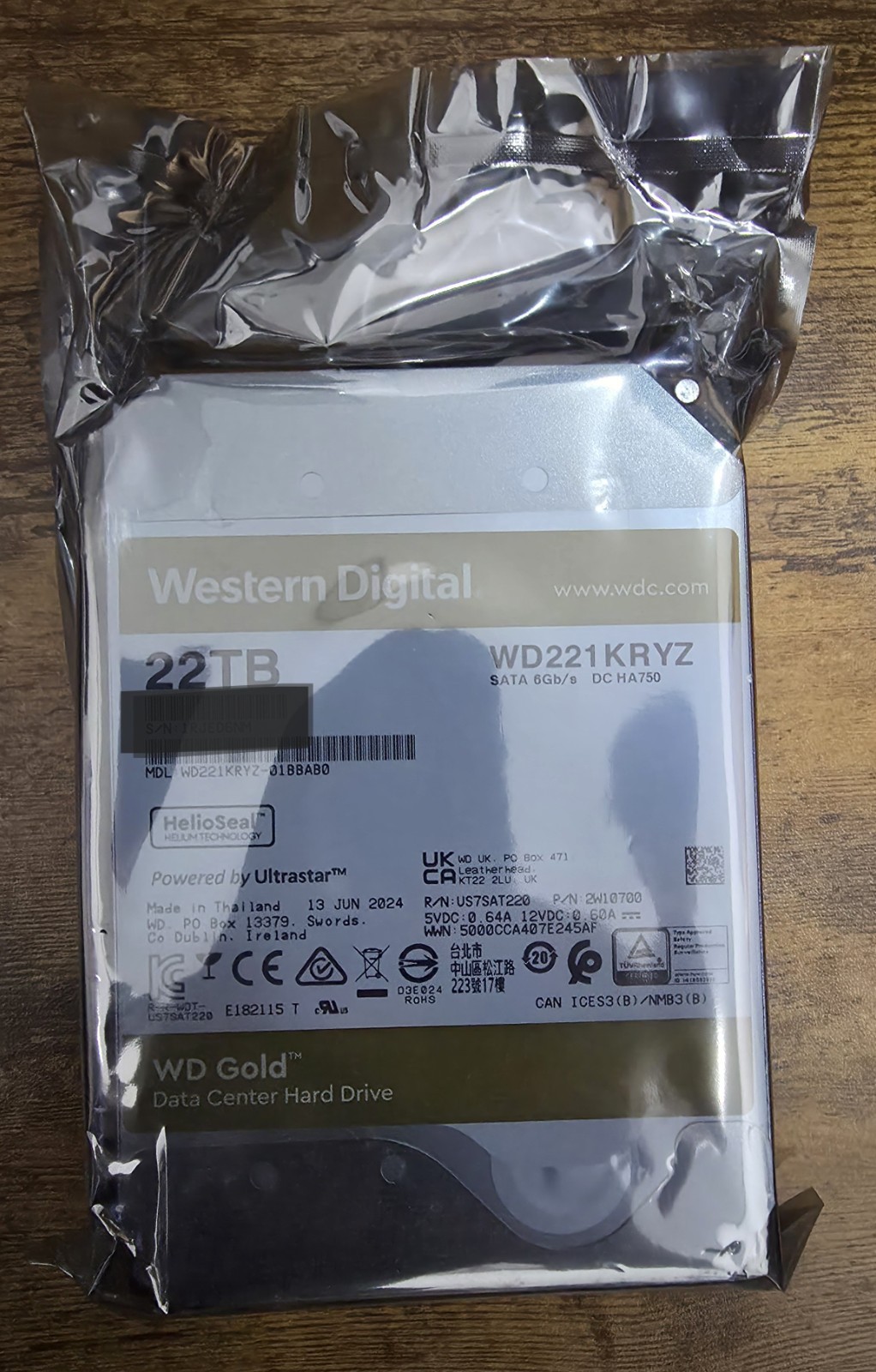 Western Digital WD Gold  22TB WD221KRYZ-NEW
