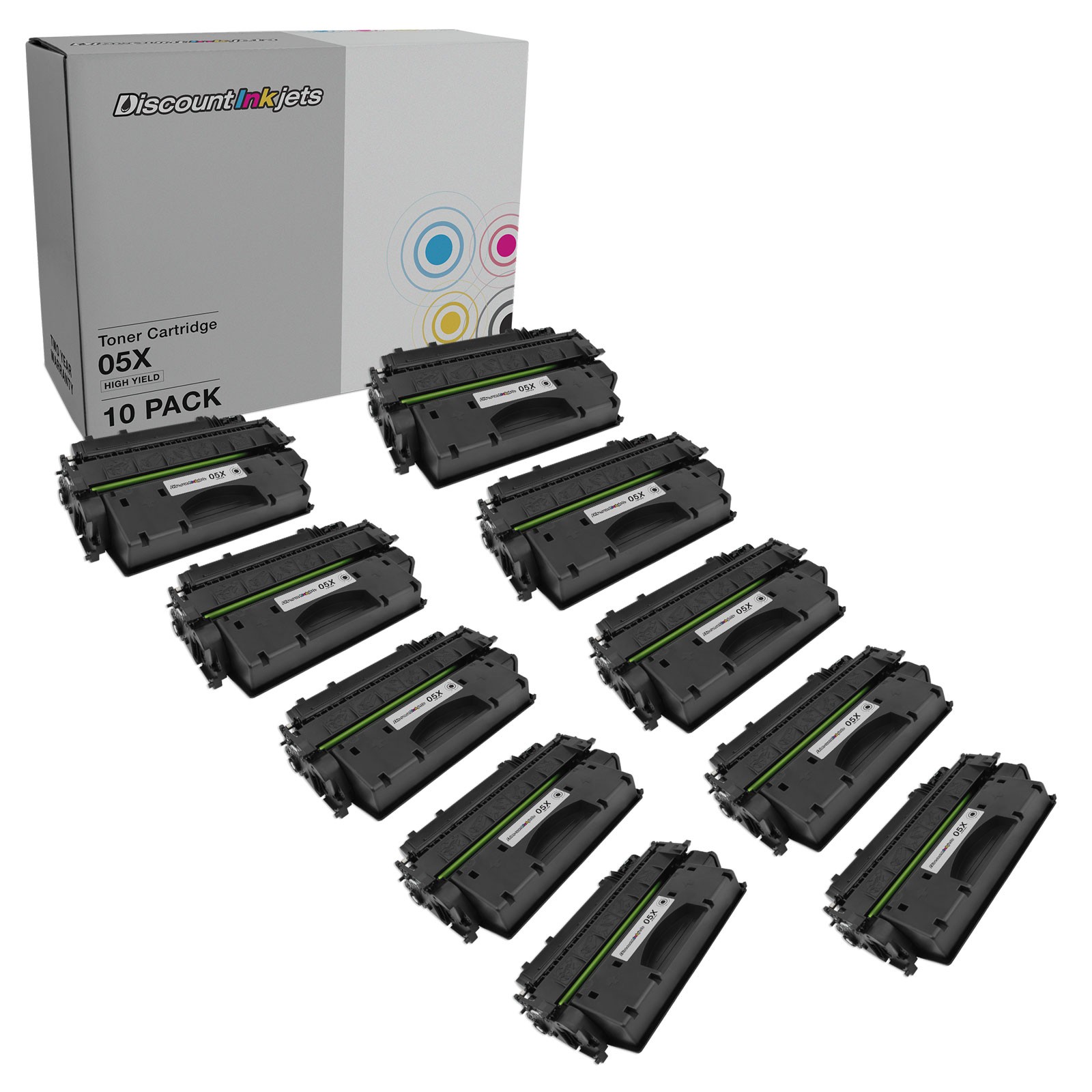 10PK CE505X 05X BLACK Laser HY Toner Cartridge for HP LaserJet P2055d P2055dn