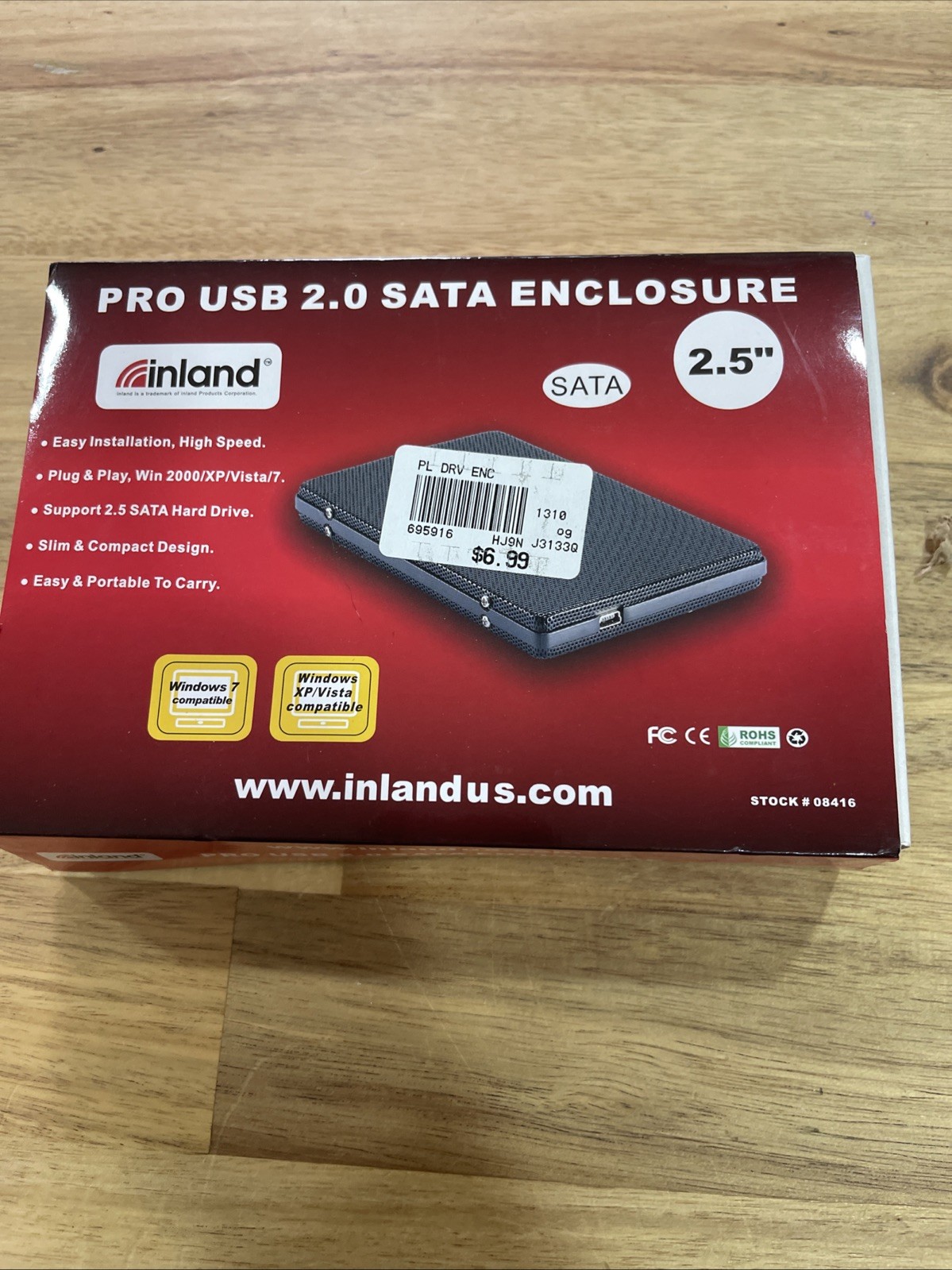 Inland Pro USB 2.0 HDD 2.5"  Enclosure Black Metal