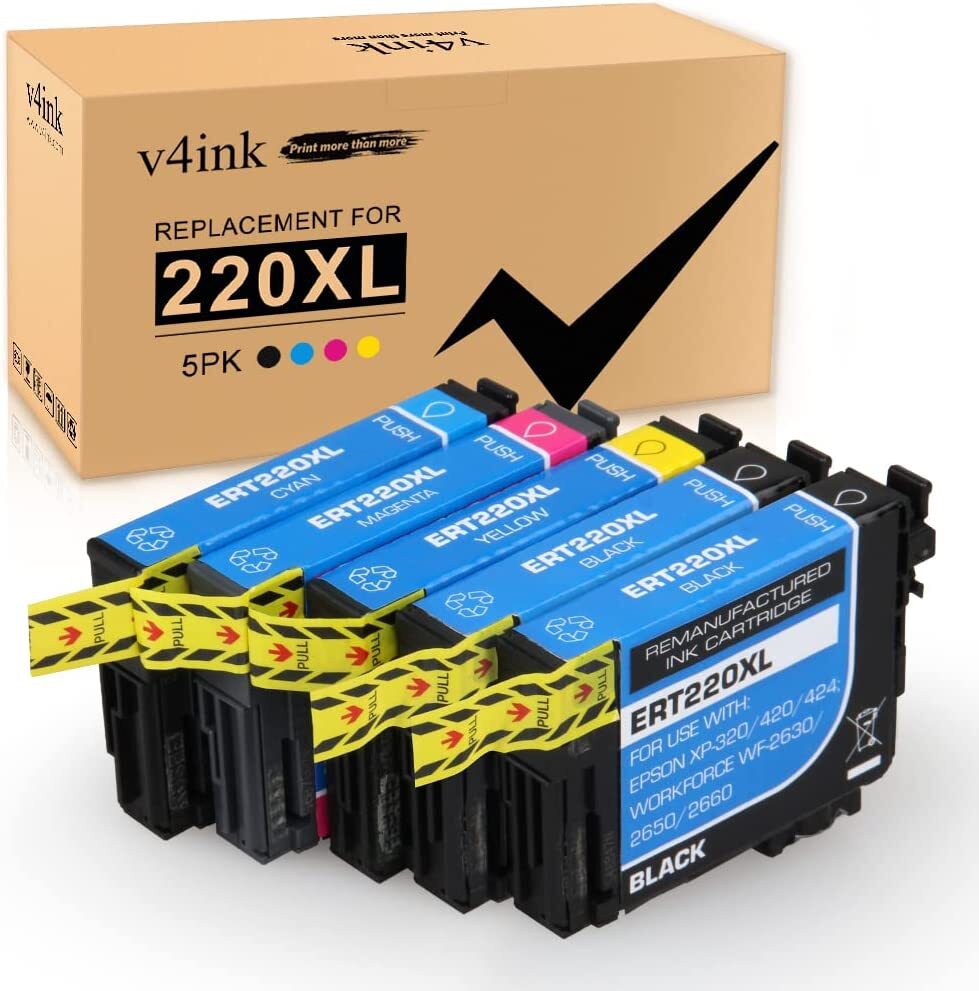 5x Ink Cartridges for Epson T220XL WorkForce WF-2750 WF-2760 WF-2650 Black Color