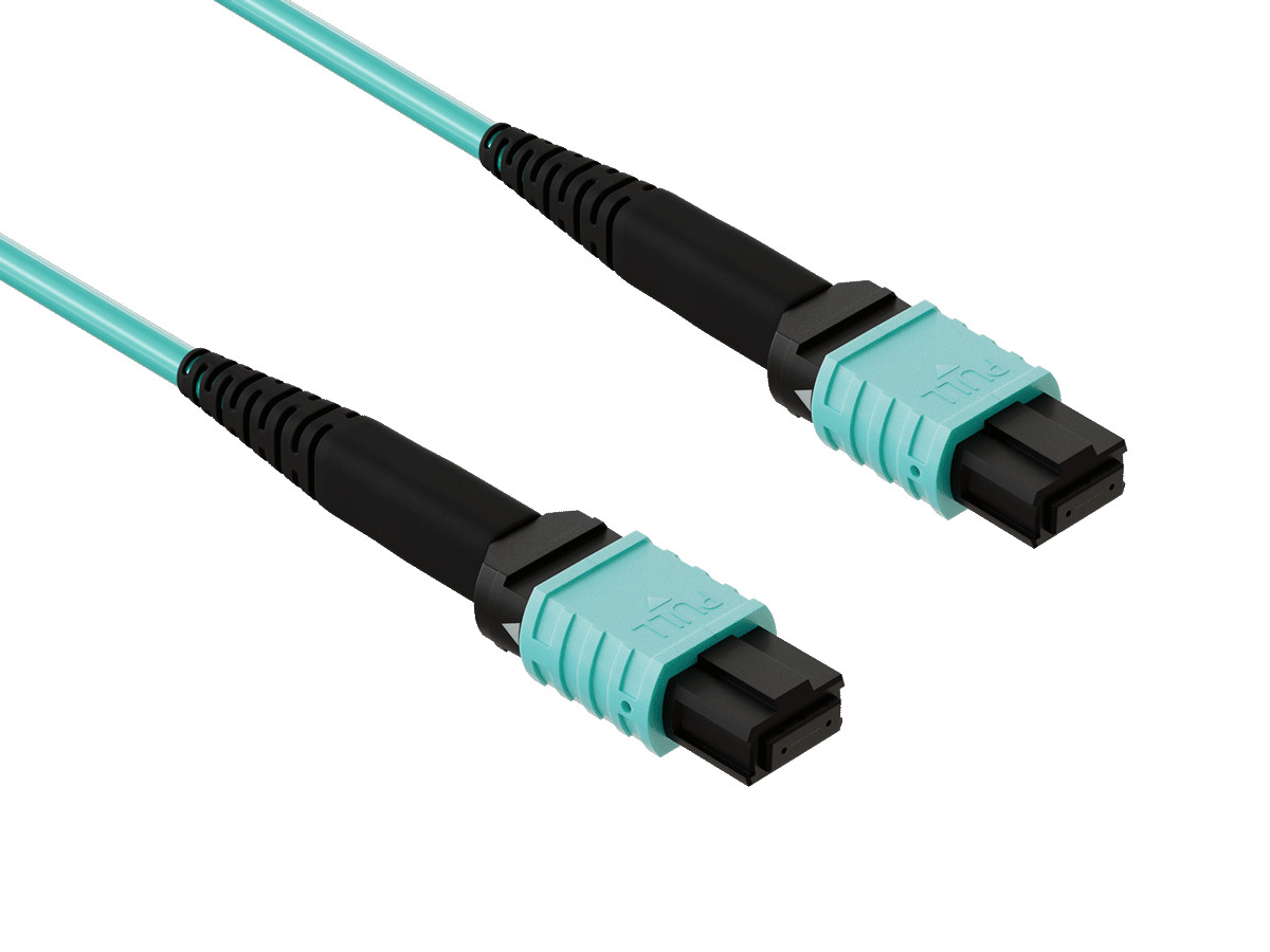 1m OM4 MPO TO MPO 12 Fibers Corning Fiber Trunk Cable Type B Multimode 50/125...