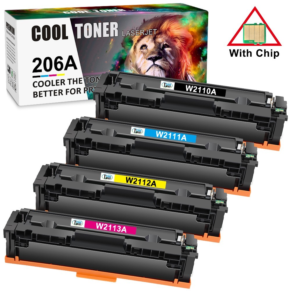 4x Toner for HP 206A W2110A Color Laserjet Pro MFP M283cdw M282 M255dw WITH CHIP