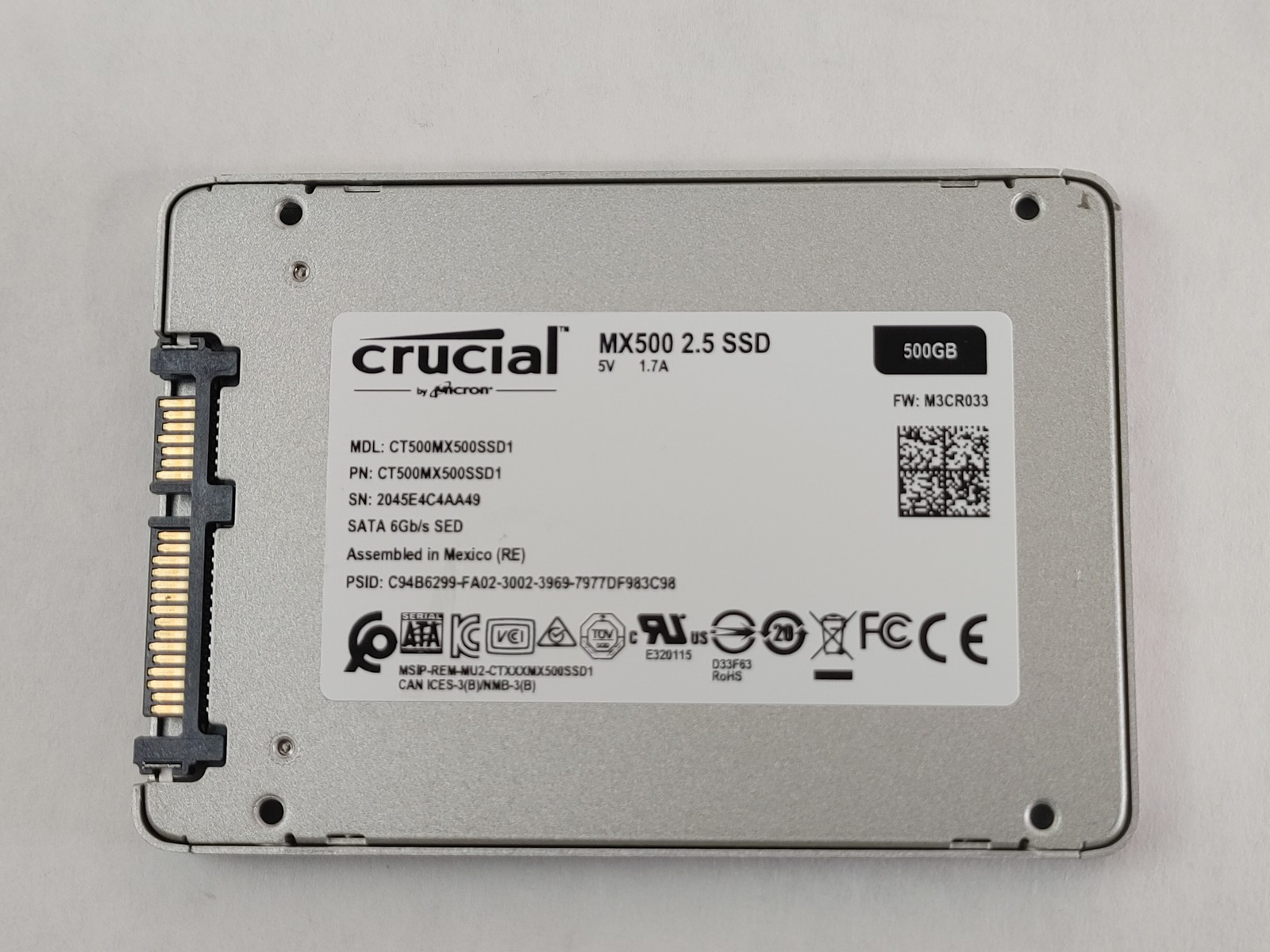 Crucial CT500MX500SSD1 MX500 500 GB 2.5" SATA III Solid State Drive