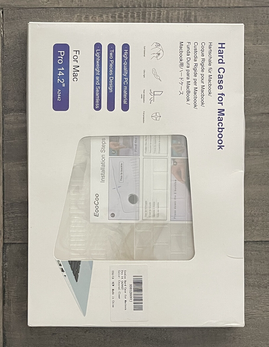 EooCoo Clear Hard Case Compatible with MacBook Pro 14.2” A2442 - Brand New