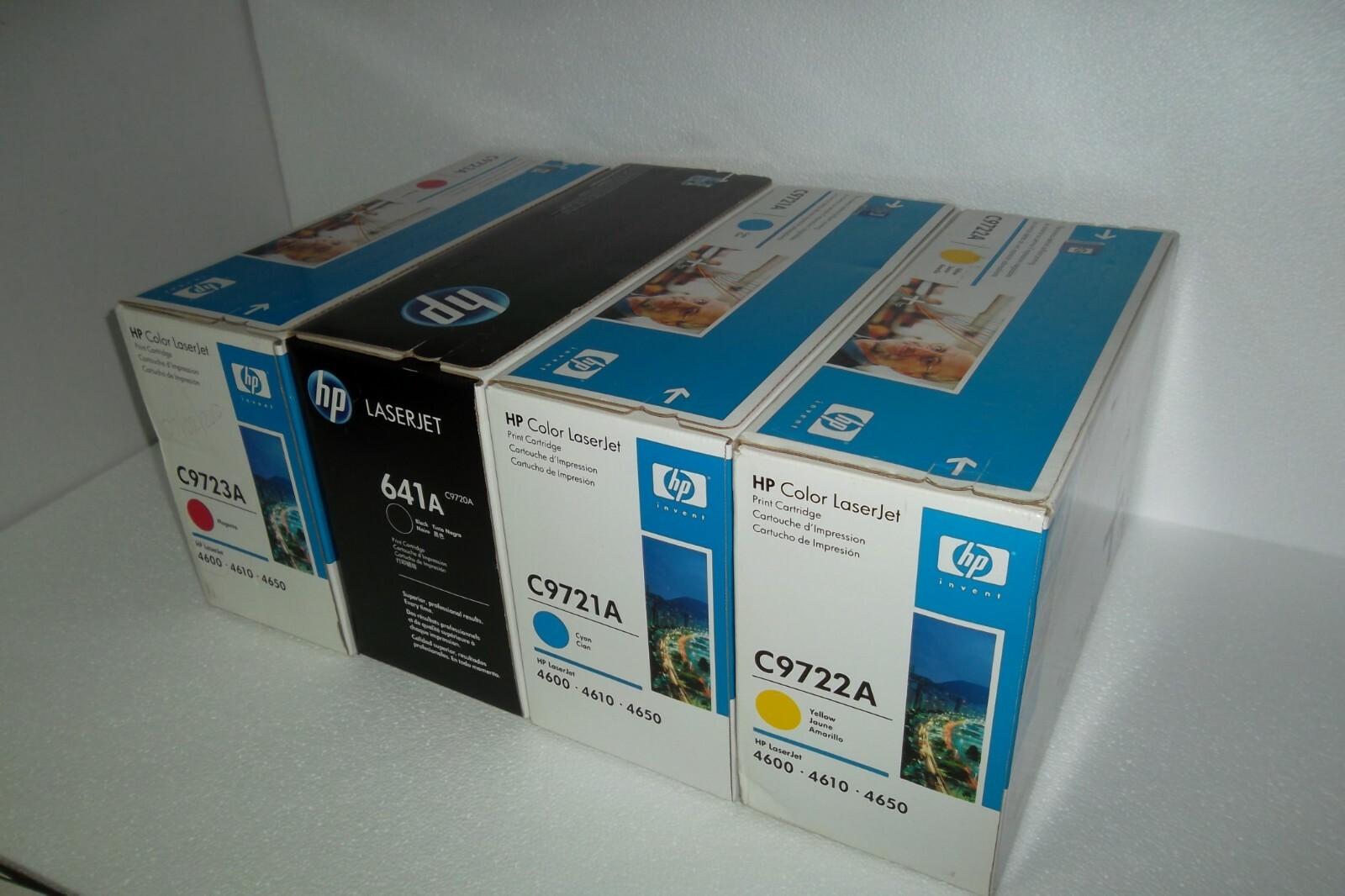 HP 641A Toner Cartridge Set B/C/M/Y Hi-Yield 9K C9720A C9721A C9722A C9723A NEW