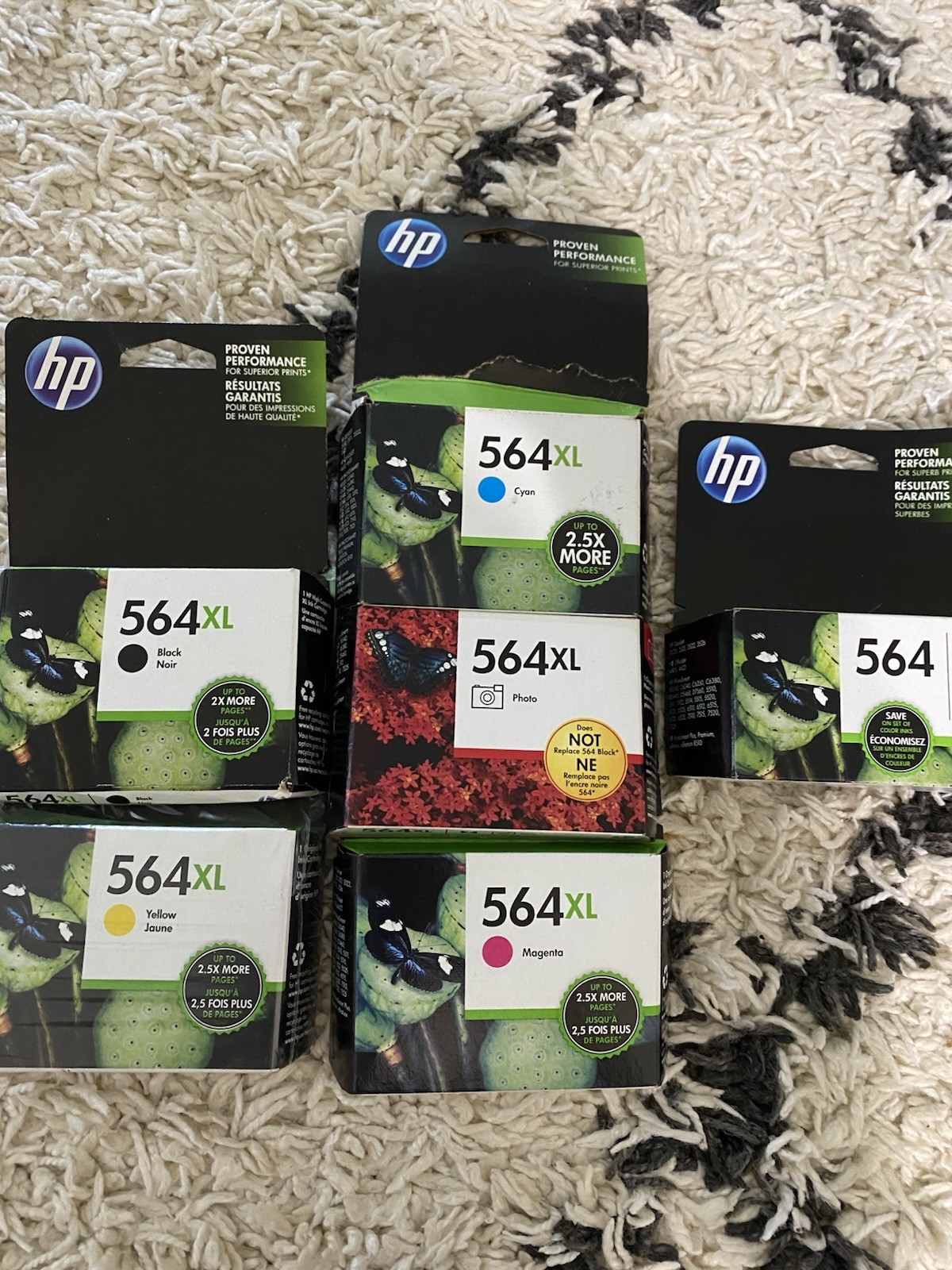 Lot of 6 HP 564XL High-Yield Ink Cartridge - Various Colors Expired