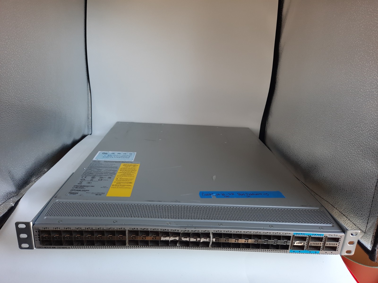 Cisco N9K-C92160YC-X Nexus DAMAGE PORTS 7,21,32,34 &46 No Power Supply FOR PARTS