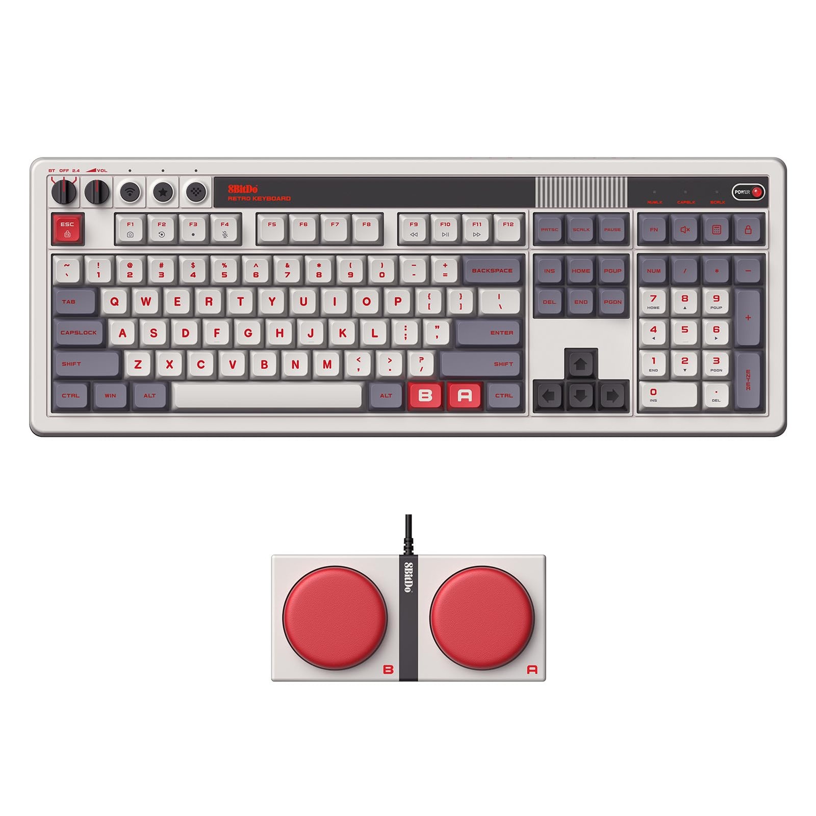 8BitDo Retro 108 Mechanical Keyboard with 108 Keys and Integrated Numpad, Blu...