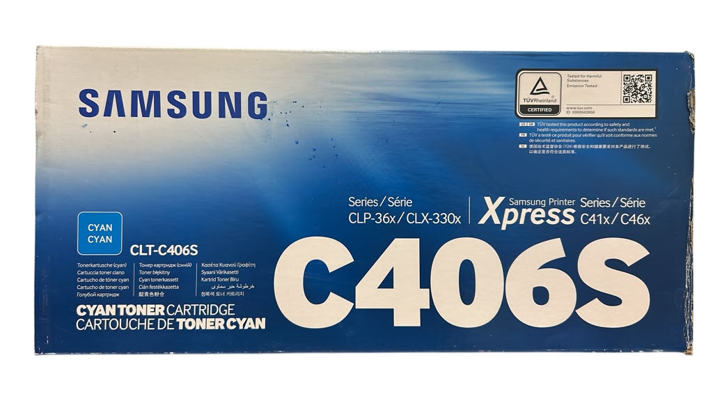 Original Samsung CLT-C406S/XAA Cyan Toner Cartridge for CLP-36x/CLX-330x/C41x/C4