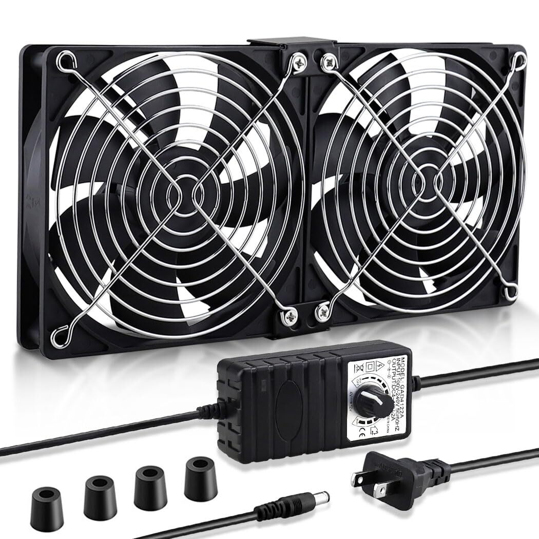 Big Airflow 2 x 120mm 240mm Computer Fan with AC Plug Cabinet Fan 110V 240V A...