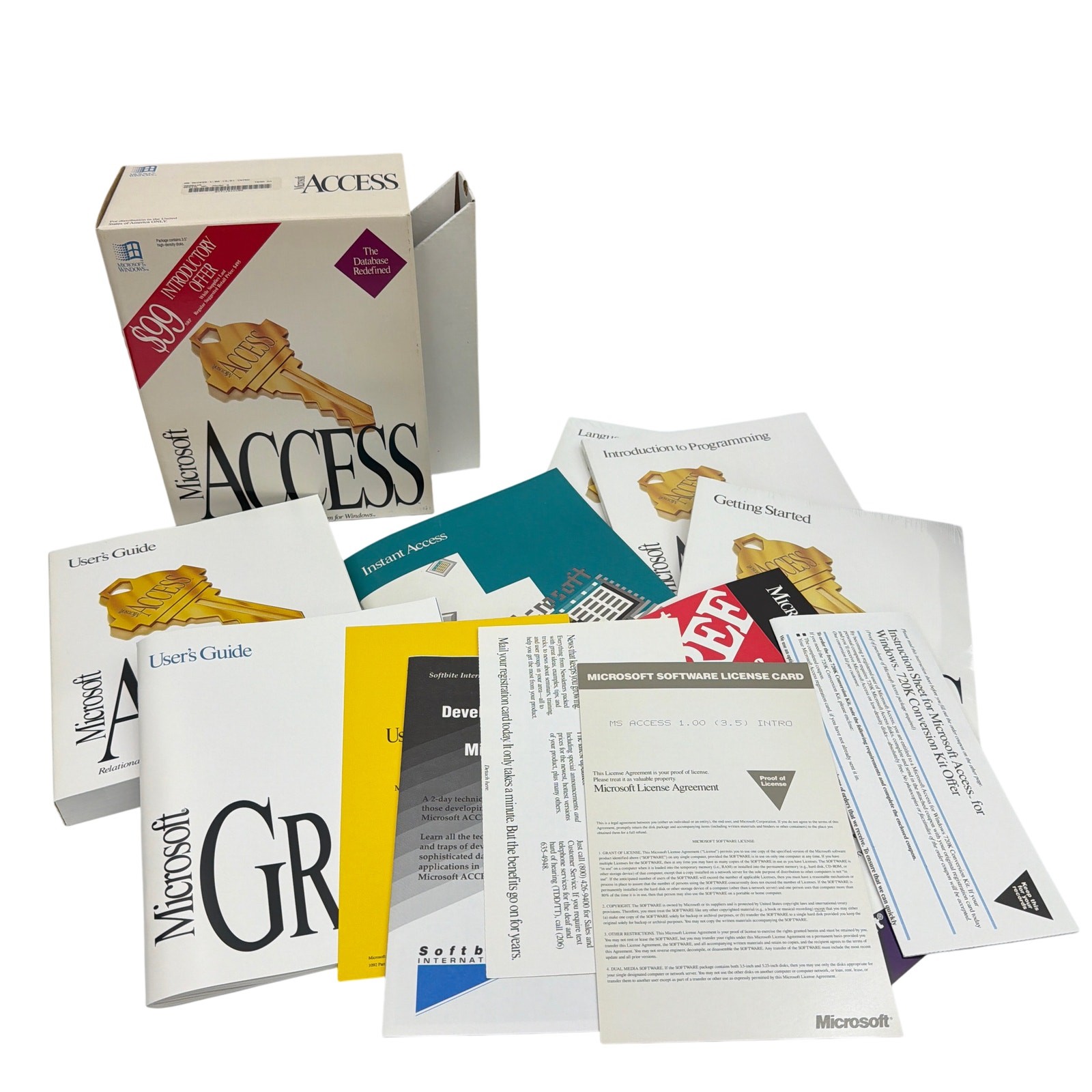 1992 Microsoft Access 1.0 for Windows Retail Box – Manuals Only, No Disks