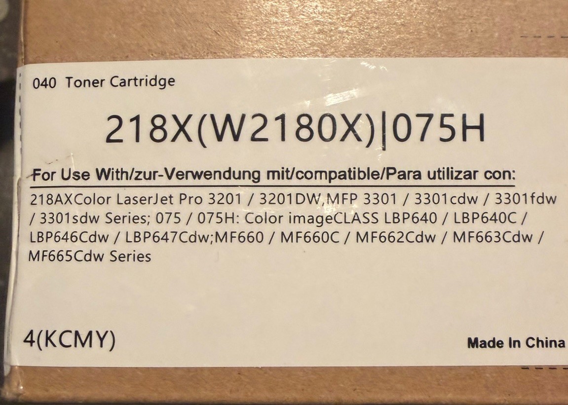 Compatible HP 218X 4PK CMYK Toner Cartridges w/ Chip Fits 3201dw 3301sdw 3301fdw