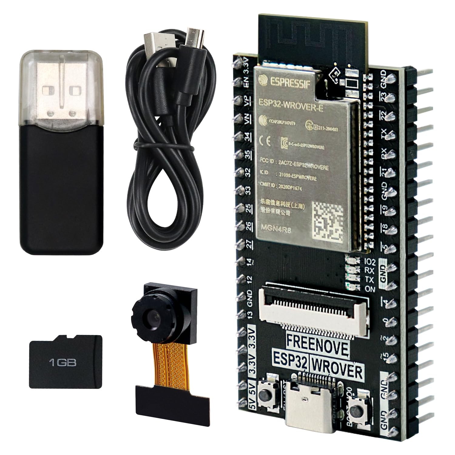 ESP32-WROVER CAM Board, Dual-core 32-bit 240 MHz Microcontroller, Onboard Cam...