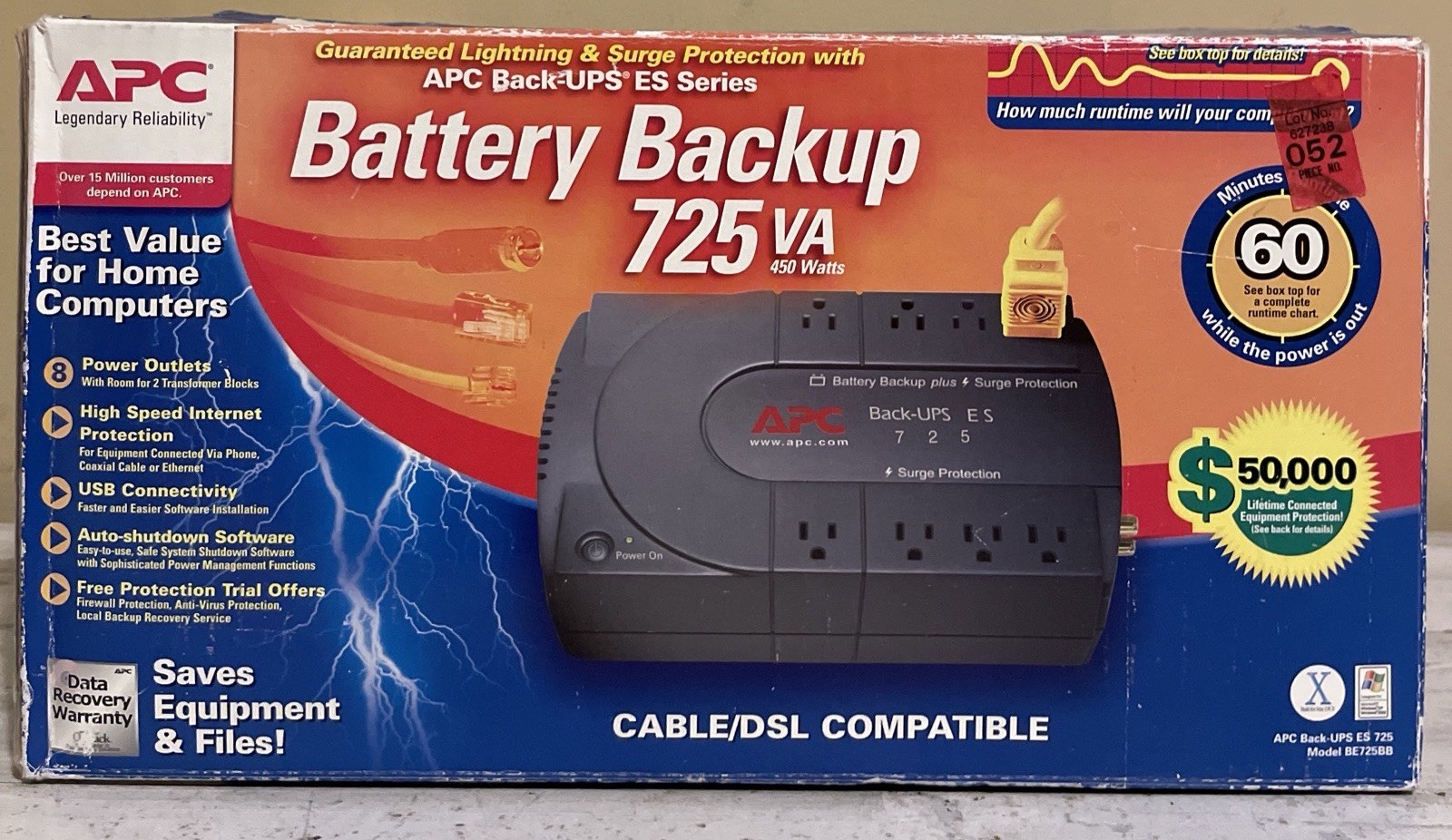 APC Battery Back-UPES 725VA 450 Watt 8 Outlet Surge Protector - New Open Box