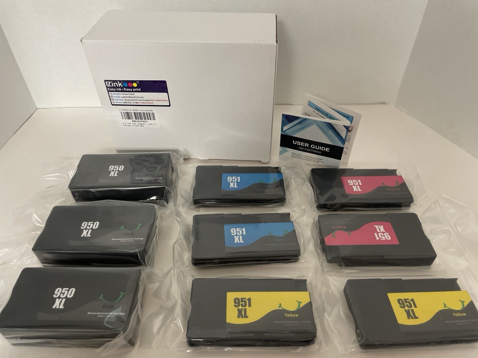 9 Pack E-Z INK Cartridges for HP 950XL 951XL | Full Set Black & Colors | Sealed