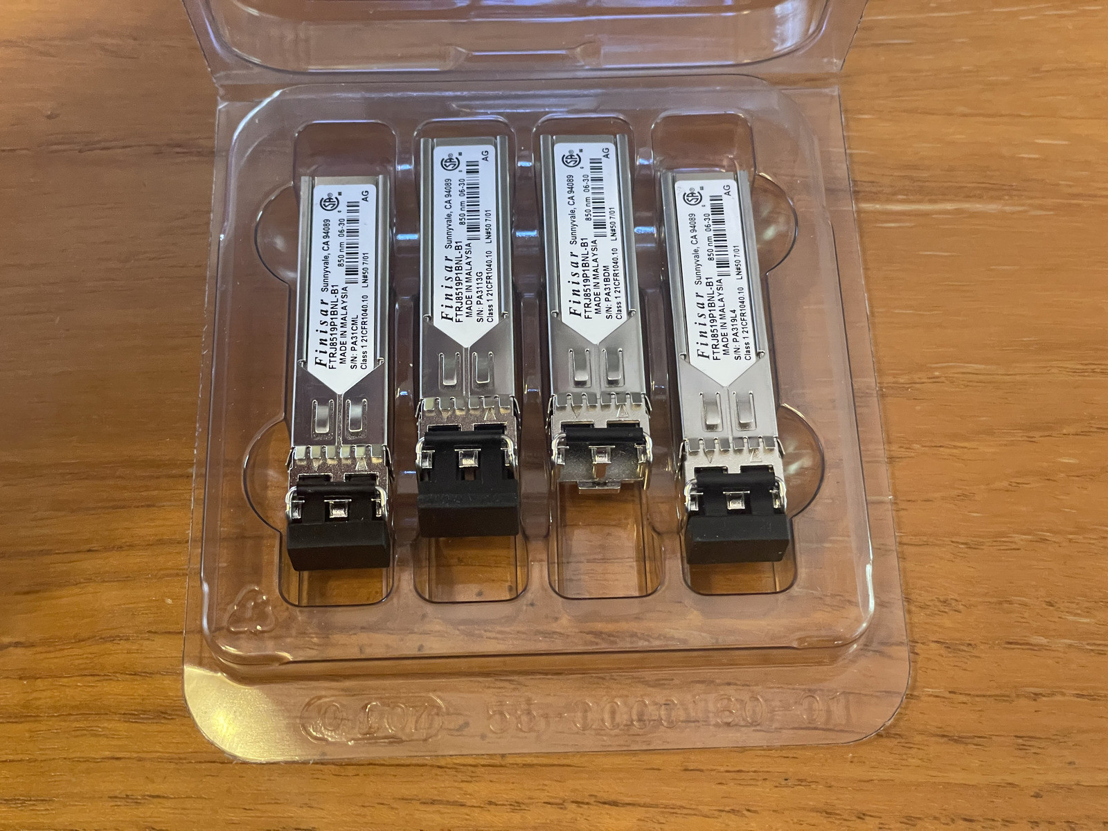 LOT OF 4: Finisar FTRJ8519P1BNL-B1 850nm SFP Fiber Transceiver