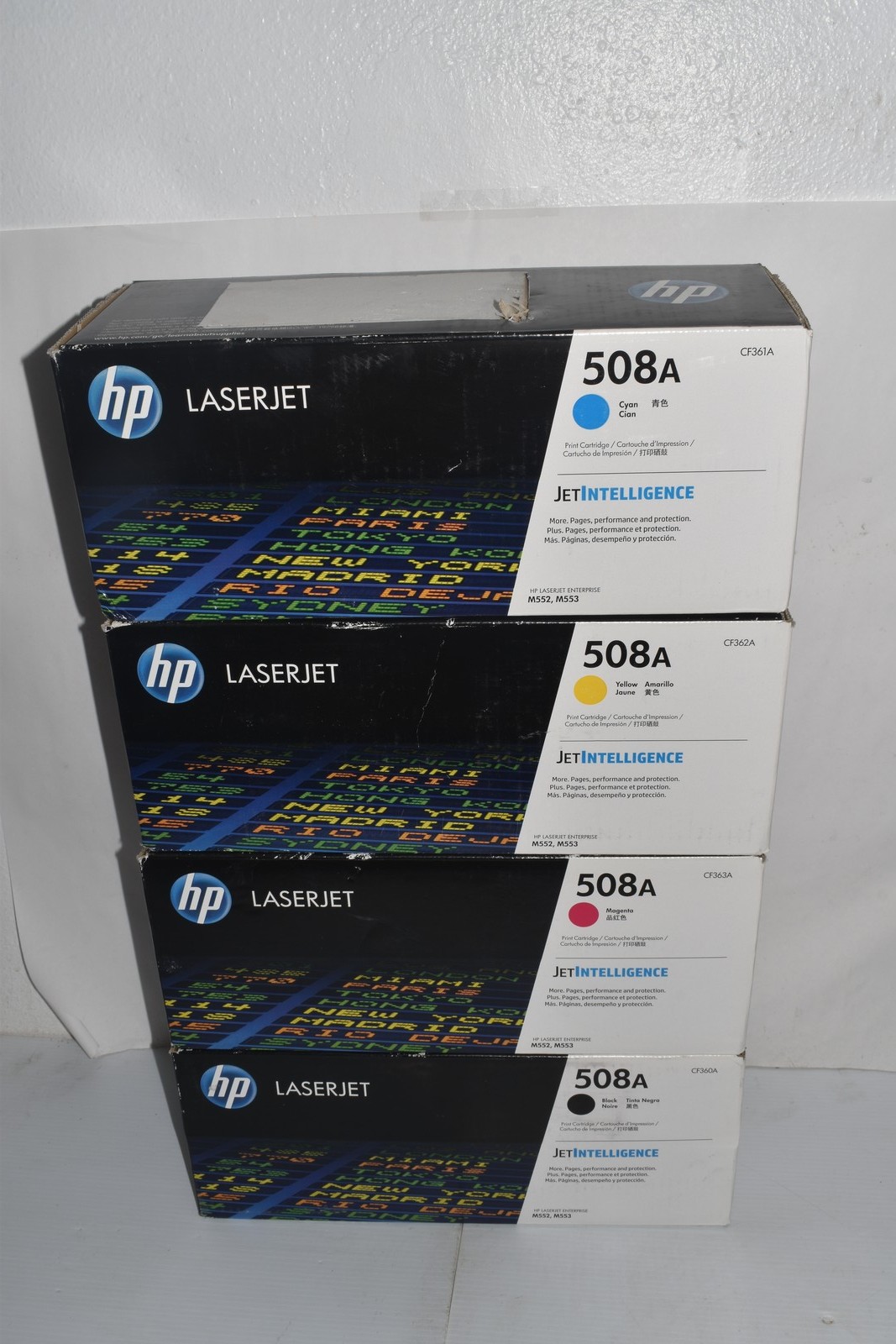 HP 508A M552 M553 TONER SET CF360A CF361A CF362A CF363A  NEW  (#3880)