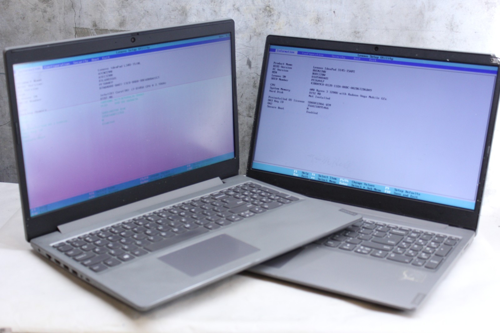 Lot of 2 Lenovo IdeaPads L340 & S145,  *No SSDs, Bad display AS-IS READ 8th gen