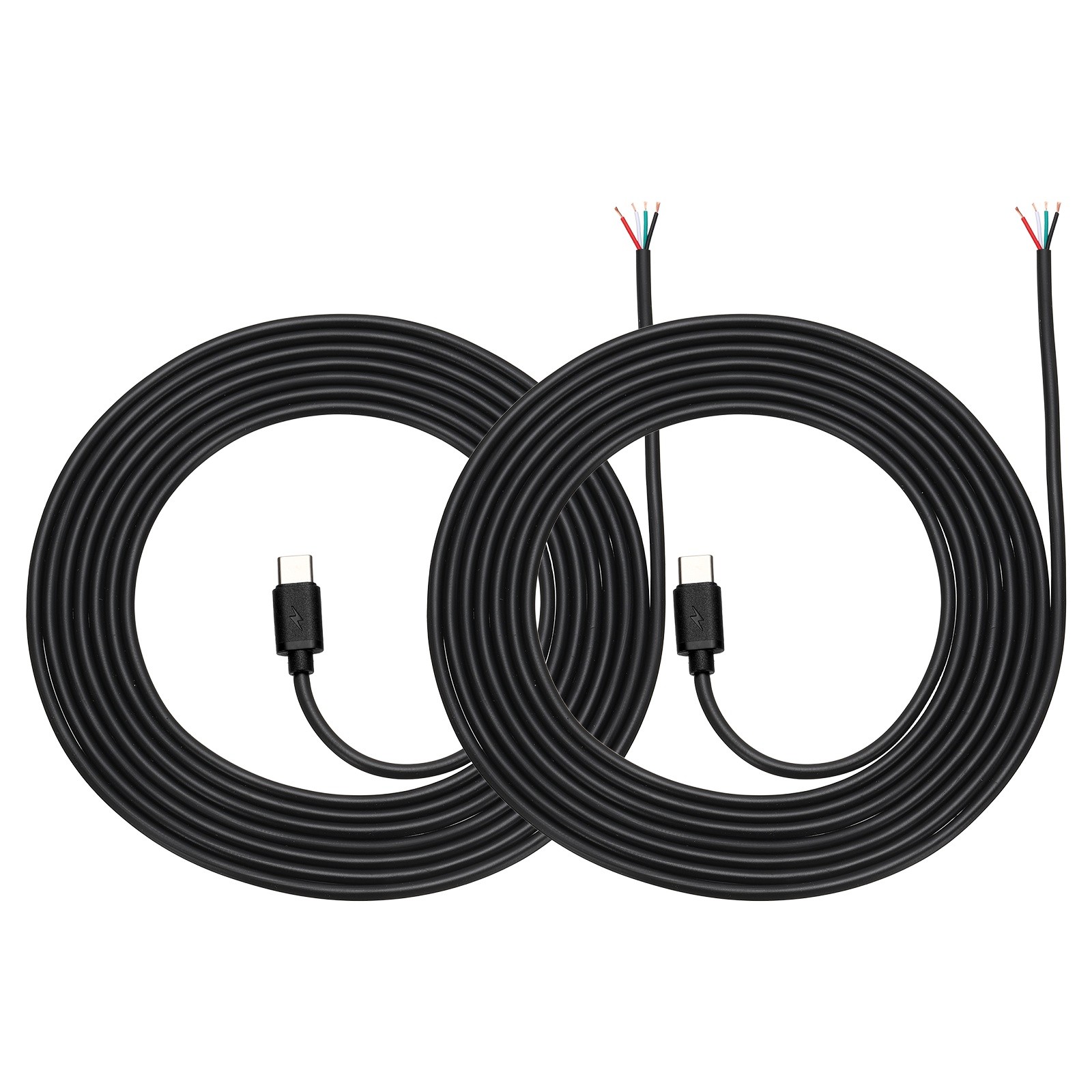 2Pcs 3m/9.84Ft USB C Pigtail Cable, 5V 2.4A Type C to 4 Pin Wires, Black