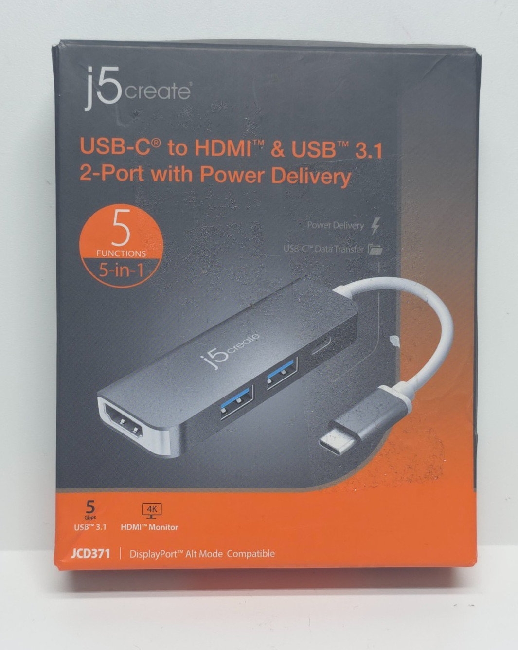 j5create JCD371 USB-C to HDMI USB 3.1 5-in-1 Hub Power Delivery 4K