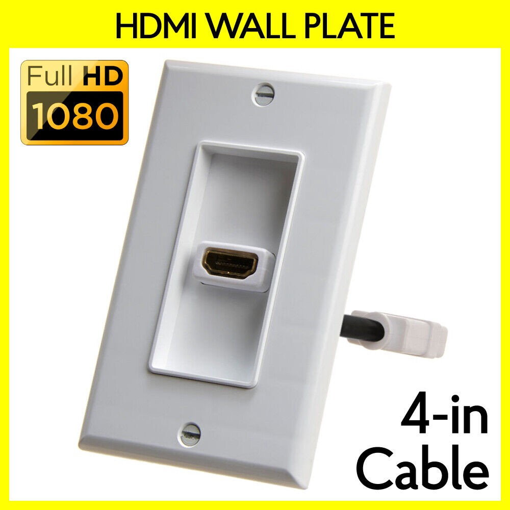 HDMI Wall Plate with 4 inches Extension Cable Single Port Coupler Faceplate
