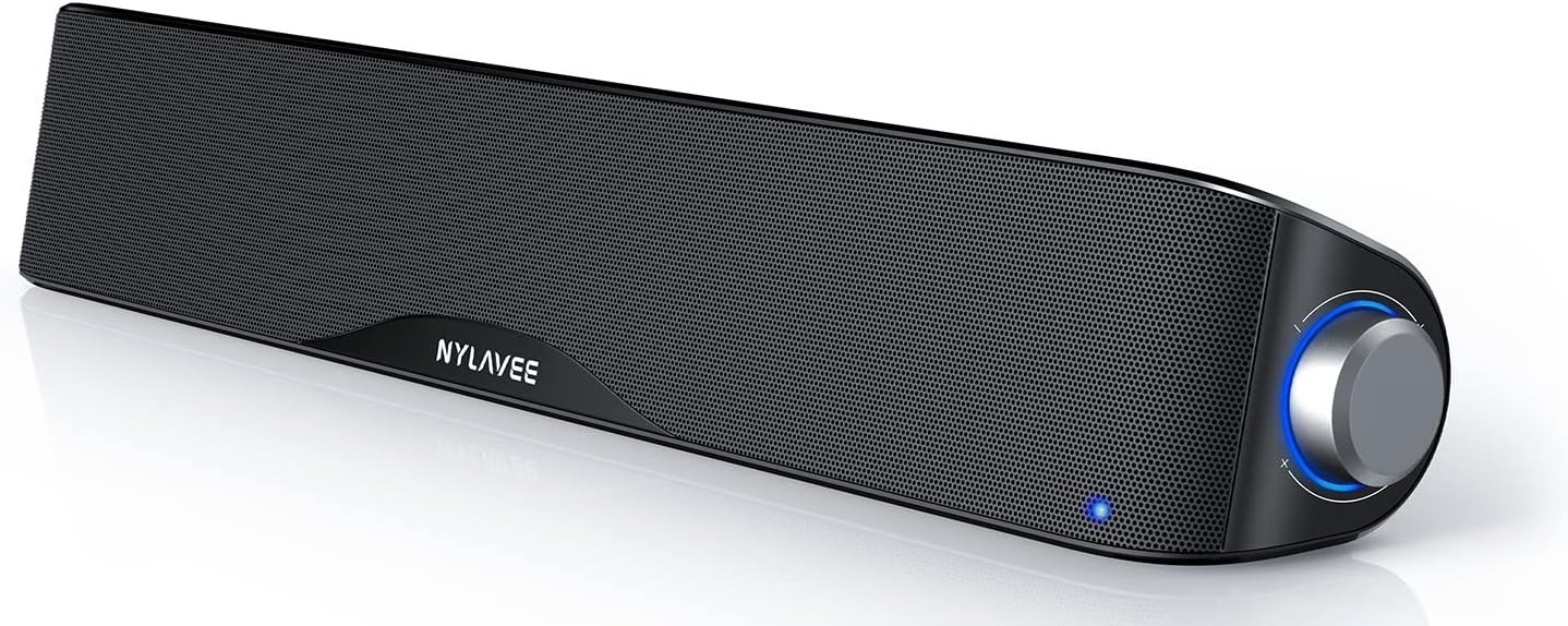 Nylavee SK100 Computer Soundbar Black AUX USB-Powered Bluetooth for Desktop PC