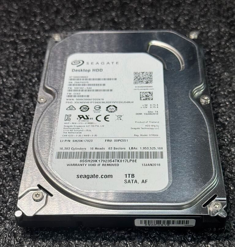 Lenovo SH20K17923 ST1000DM003 1TB 7.2K RPM 64 MB FW CC63 6.0Gb/s SATA HDD 3.5"