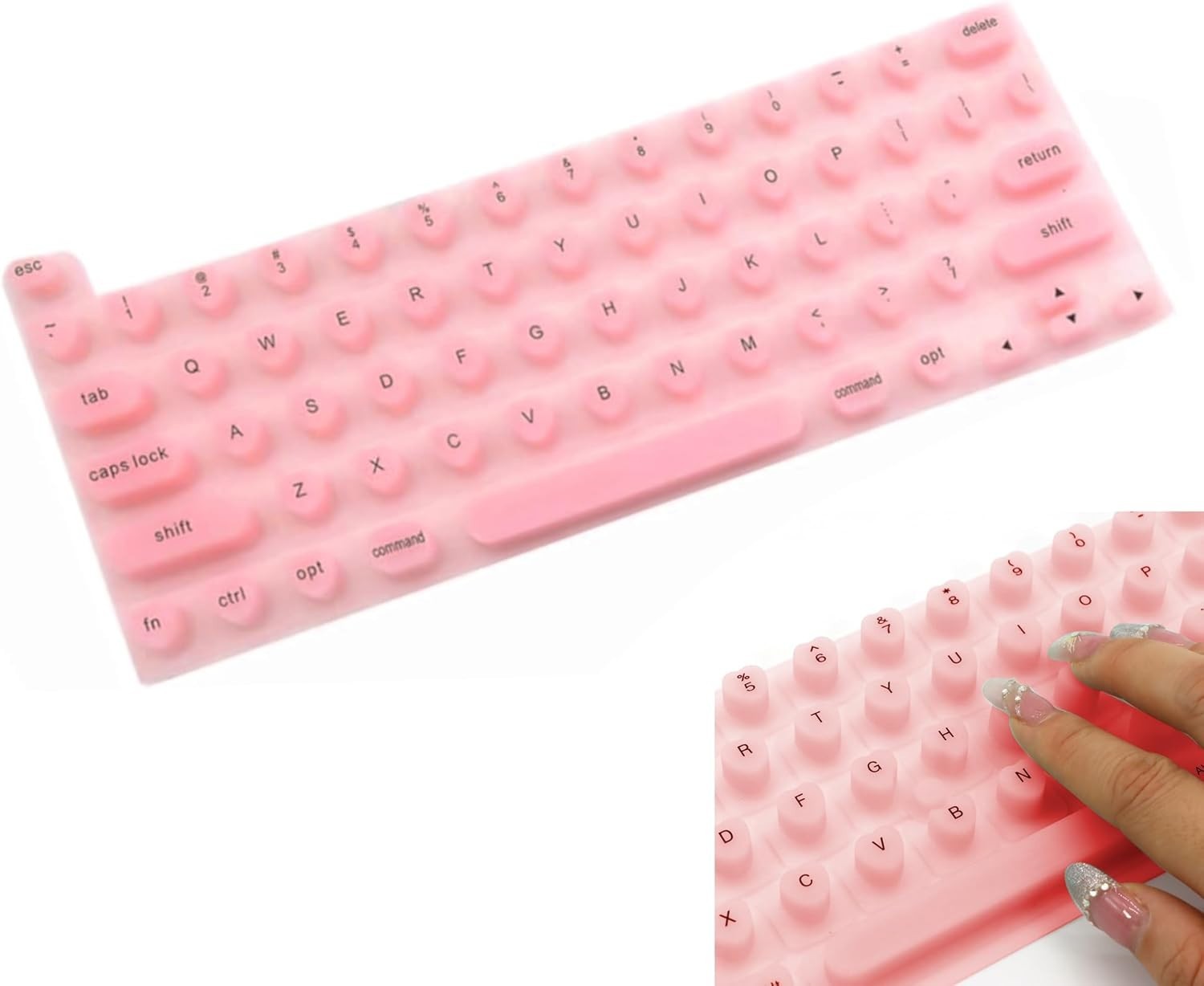 Keyboard Cover for Long Nails for MacBook Pro 13" (2020-23) Raised Heart Shape