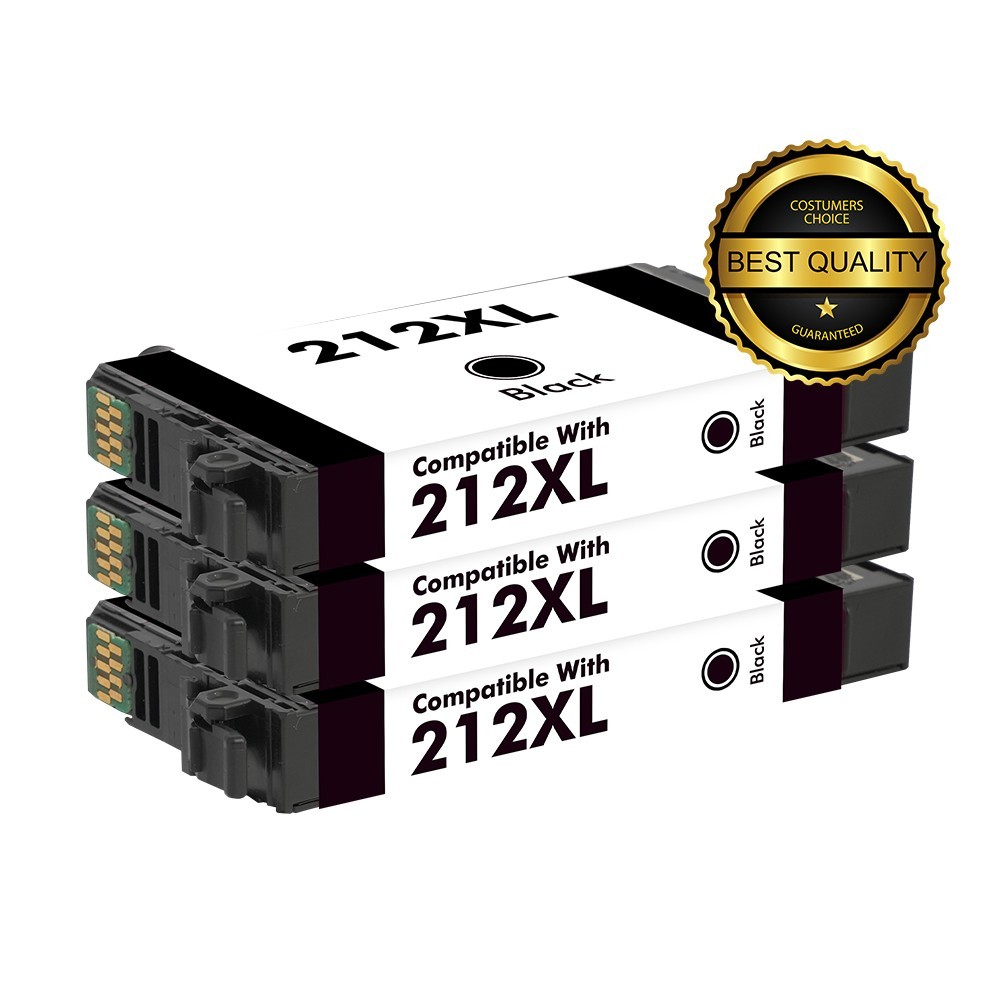 3PK T212XL 212XL BK Ink Cartridges For Epson 212 XP-4105 XP-4100 WF-2830 WF-2850