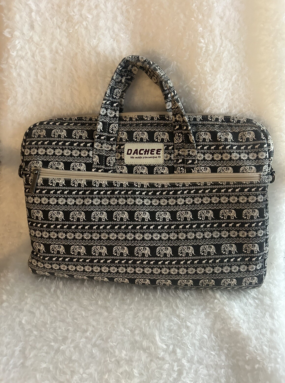 Dachee Black Ivory Elephant Laptop Messenger Bag