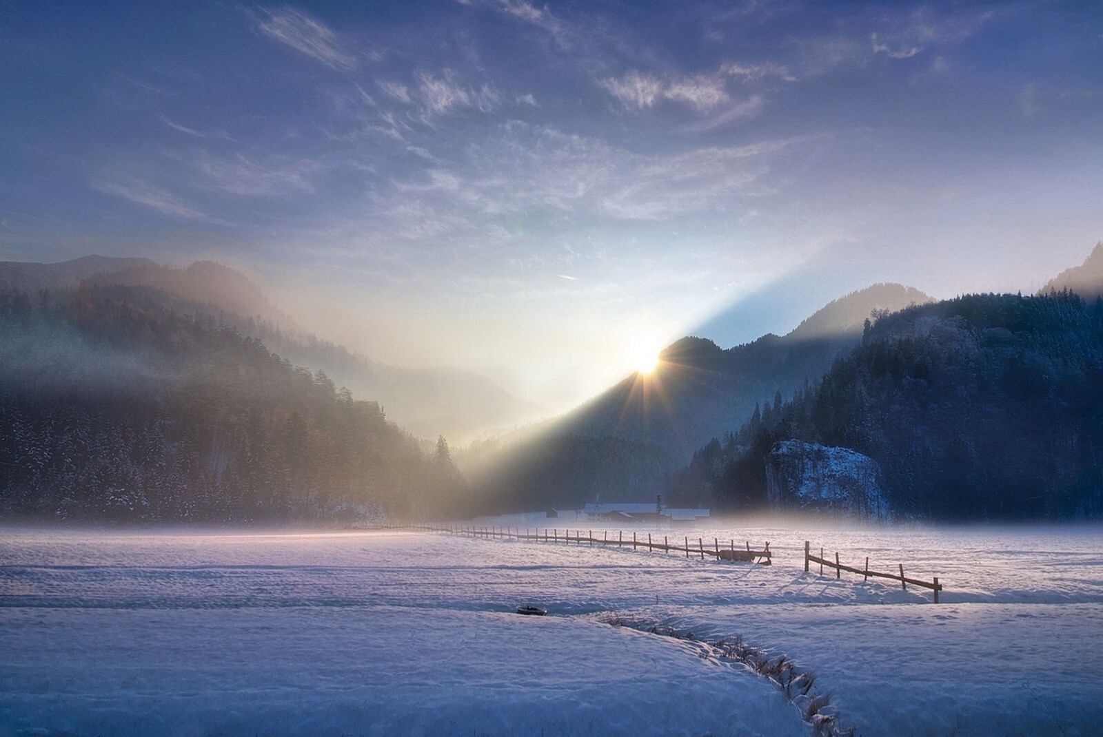 Landscape nature photography winter sunset mountains Custom Gaming Mat Desk