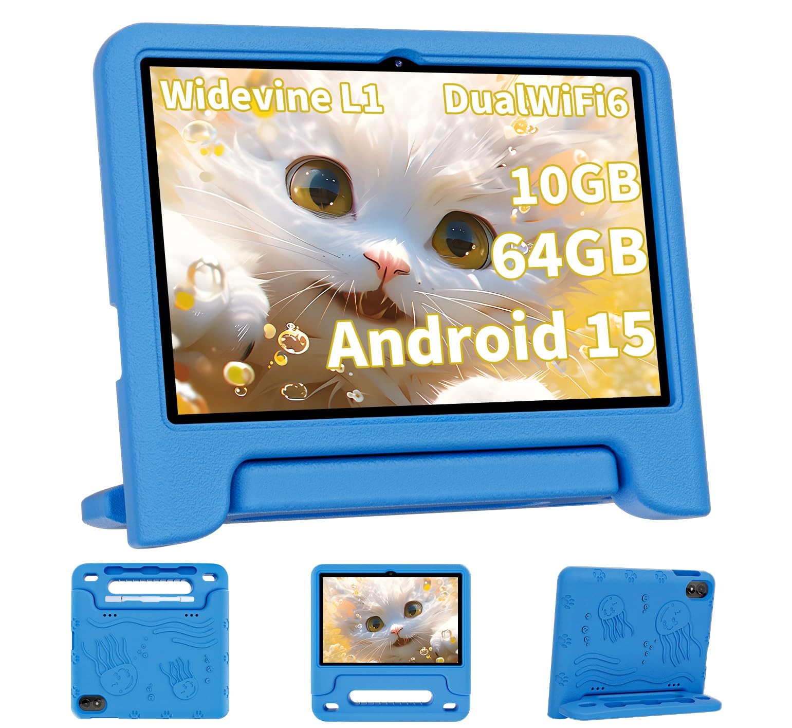 COLORROOM 2026 Upgraded Android 15 Tablet, 10.1 inches Google Blue