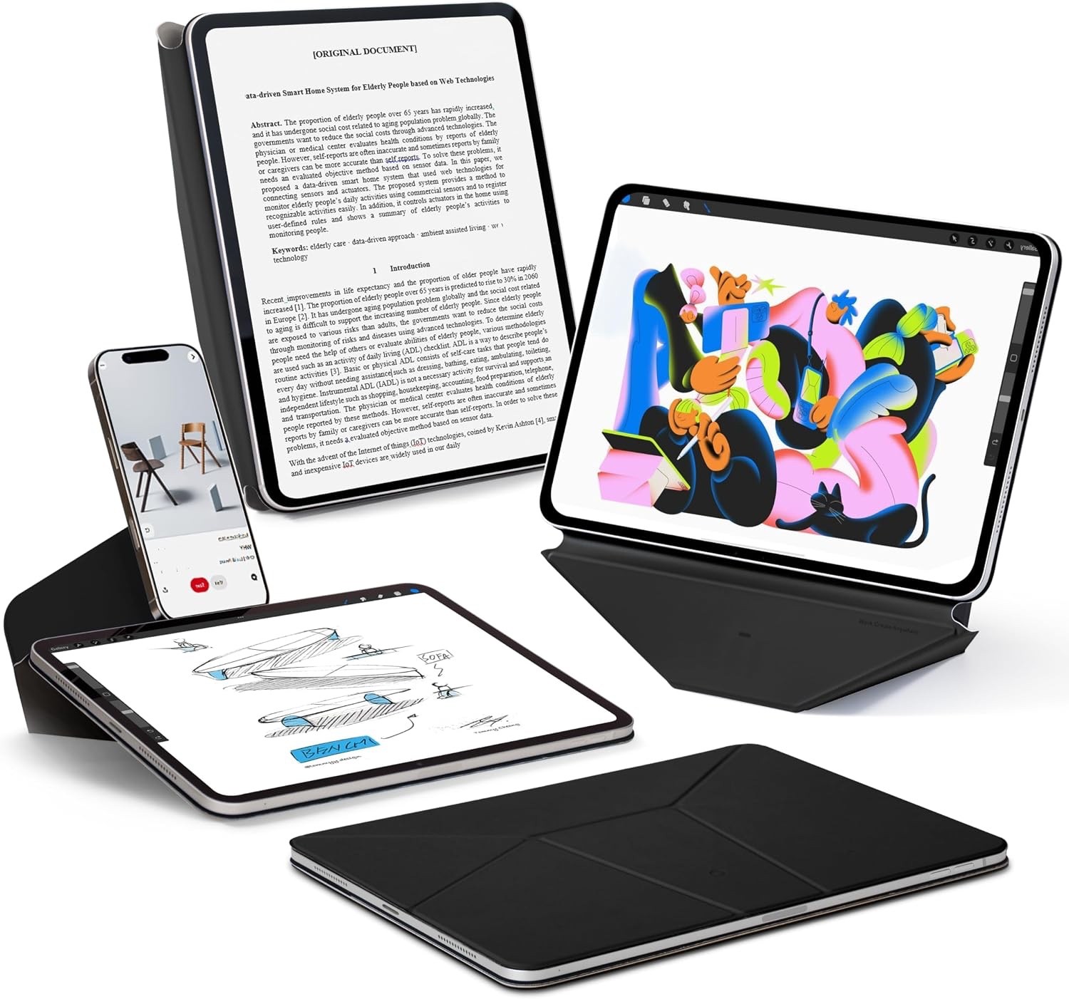 MOFT Dynamic Folio Case for iPad Air 11" M4/M3/M2 & 10.9 Inch 5th 4th Gen BLK