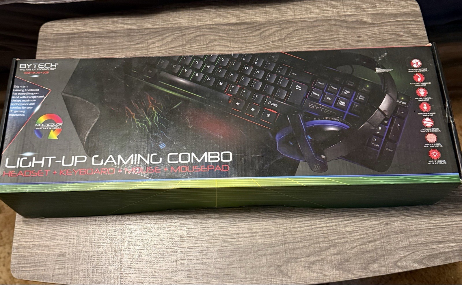 Bytech Light-up Gaming Combo headset+keyboard+mouse+mousepad