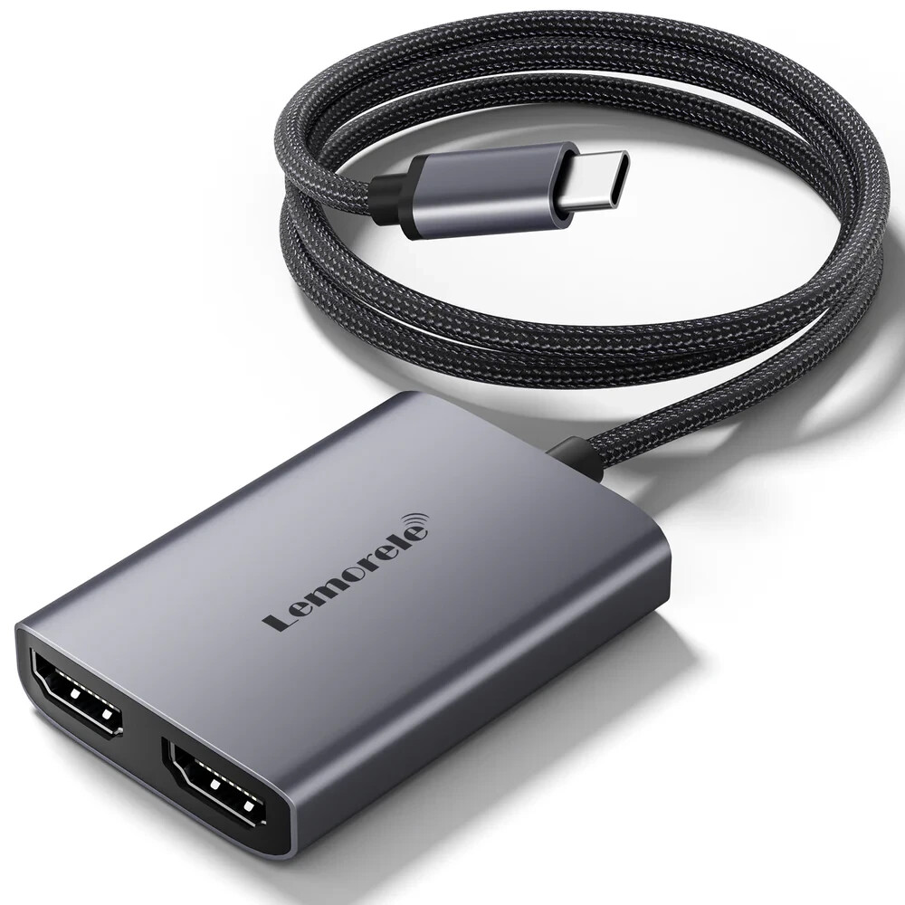 Lemorele USB-C to Dual HDMI Adapter 4K 30Hz Multi Monitor Converter MacBook Pro