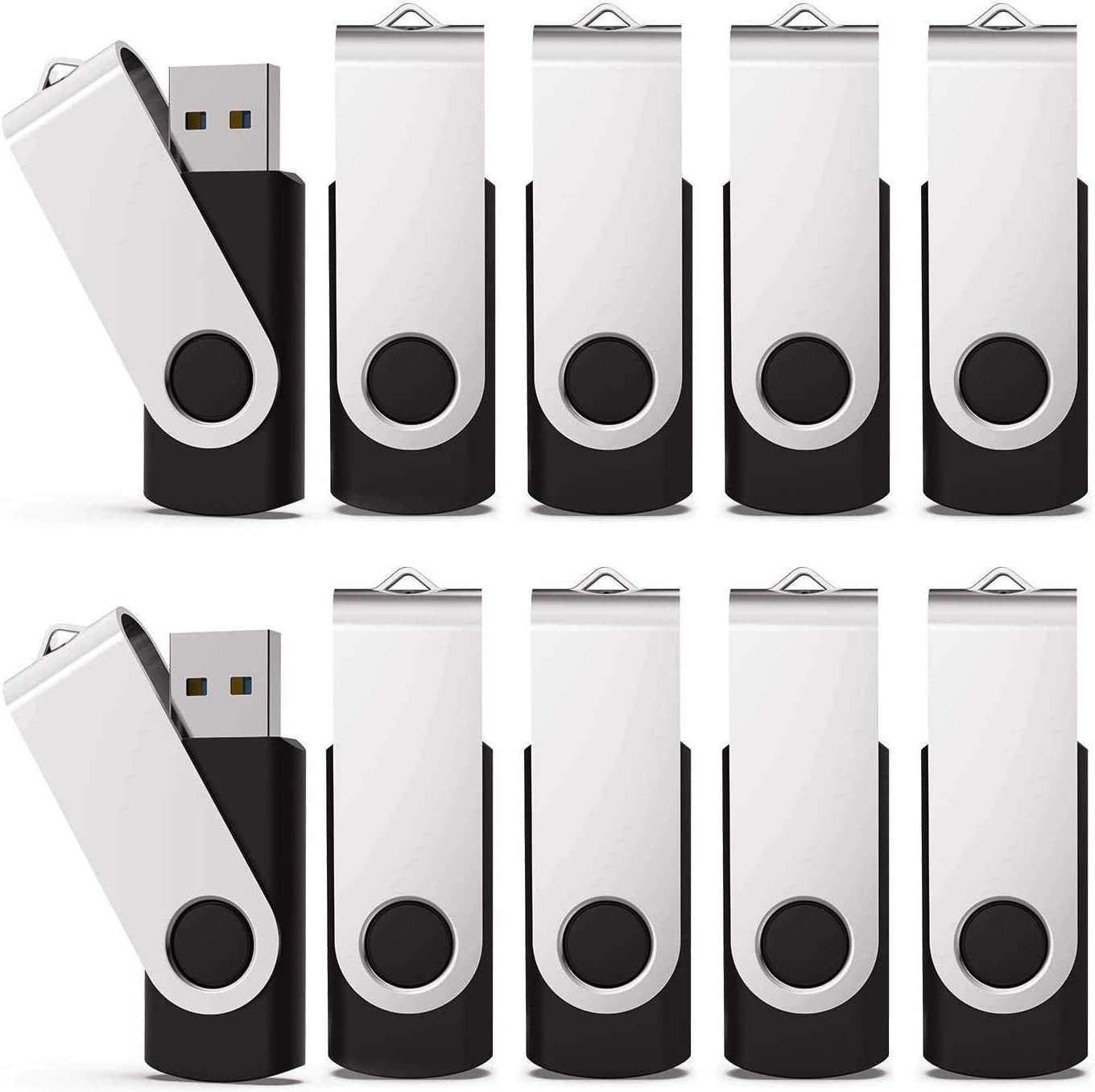 16GB Flash Drive 10 Pack Bulk Thumb Drive Memory Stick for Data Storage, Black