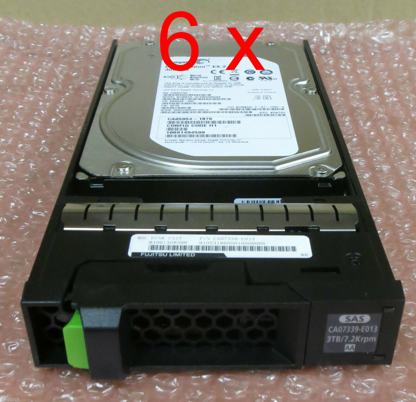 6x Fujitsu CA07339-E013 3.5" 3TB SAS 7.2K 6G Hard Drive Eternus DX60 DX80 DX90S2