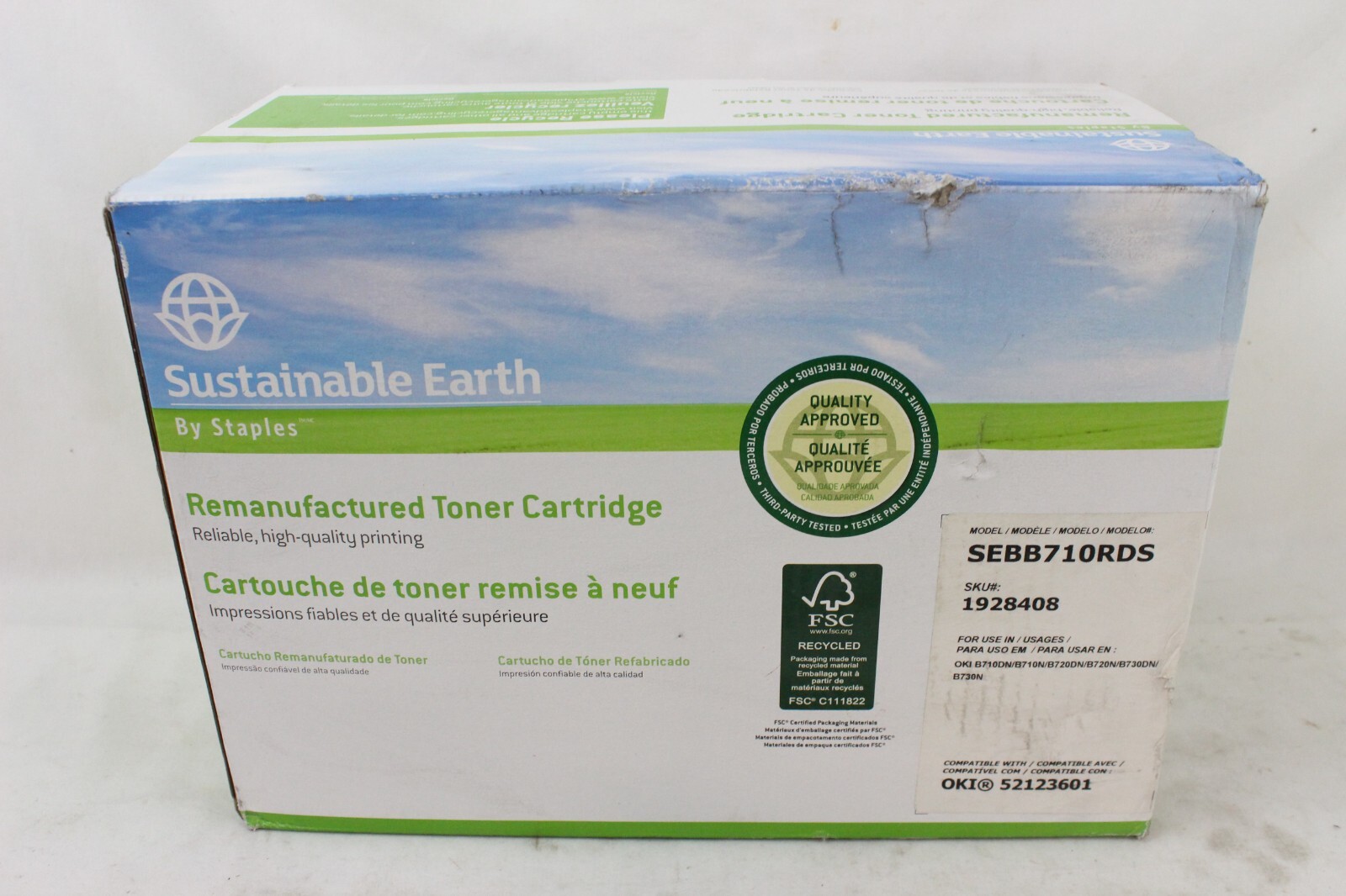 New Staples Sustainable Earth Remanufactured Toner Cartridge SEBB710RDS 52123601