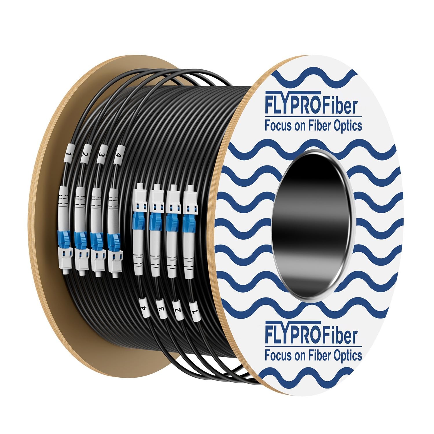 FLYPROFiber- 4 Core OS2 Single Mode LC LC Outdoor Fiber Patch Cable 50m