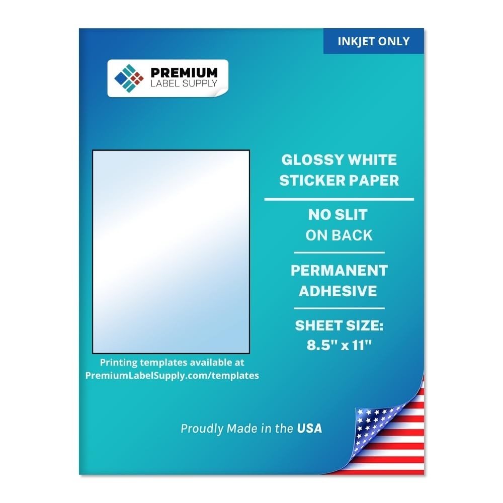 Premium Label Supply Glossy White Sticker Paper 25 Sheets